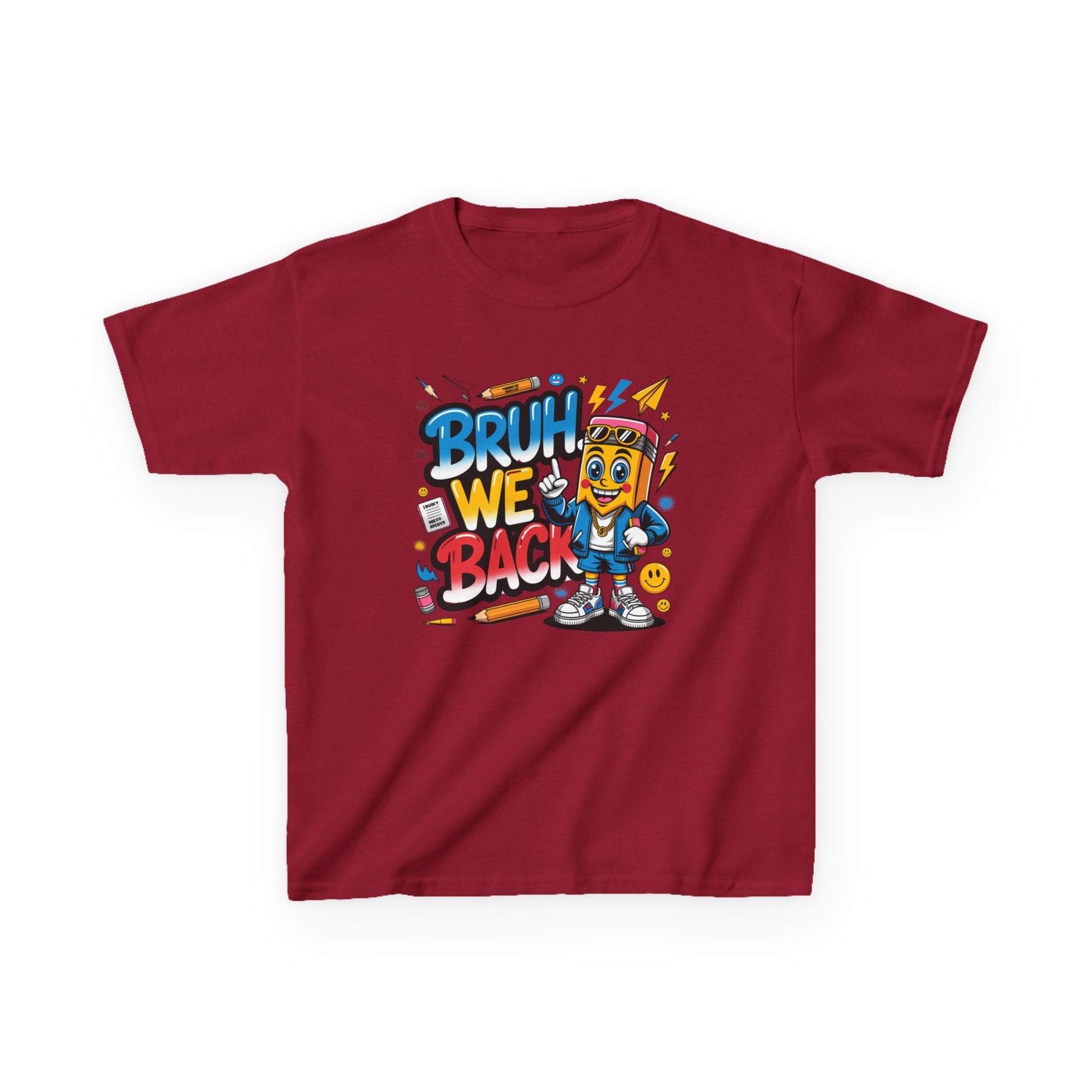 Kids T-Shirt — "Bruh We Back" Cartoon Graphic Tee