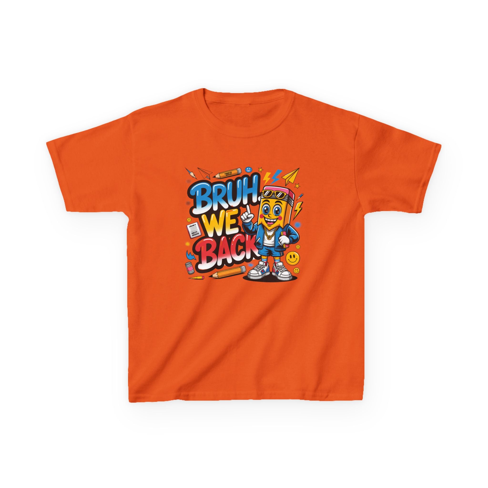Kids Tee — "Bruh We Back" Retro Cartoon Graphic Shirt