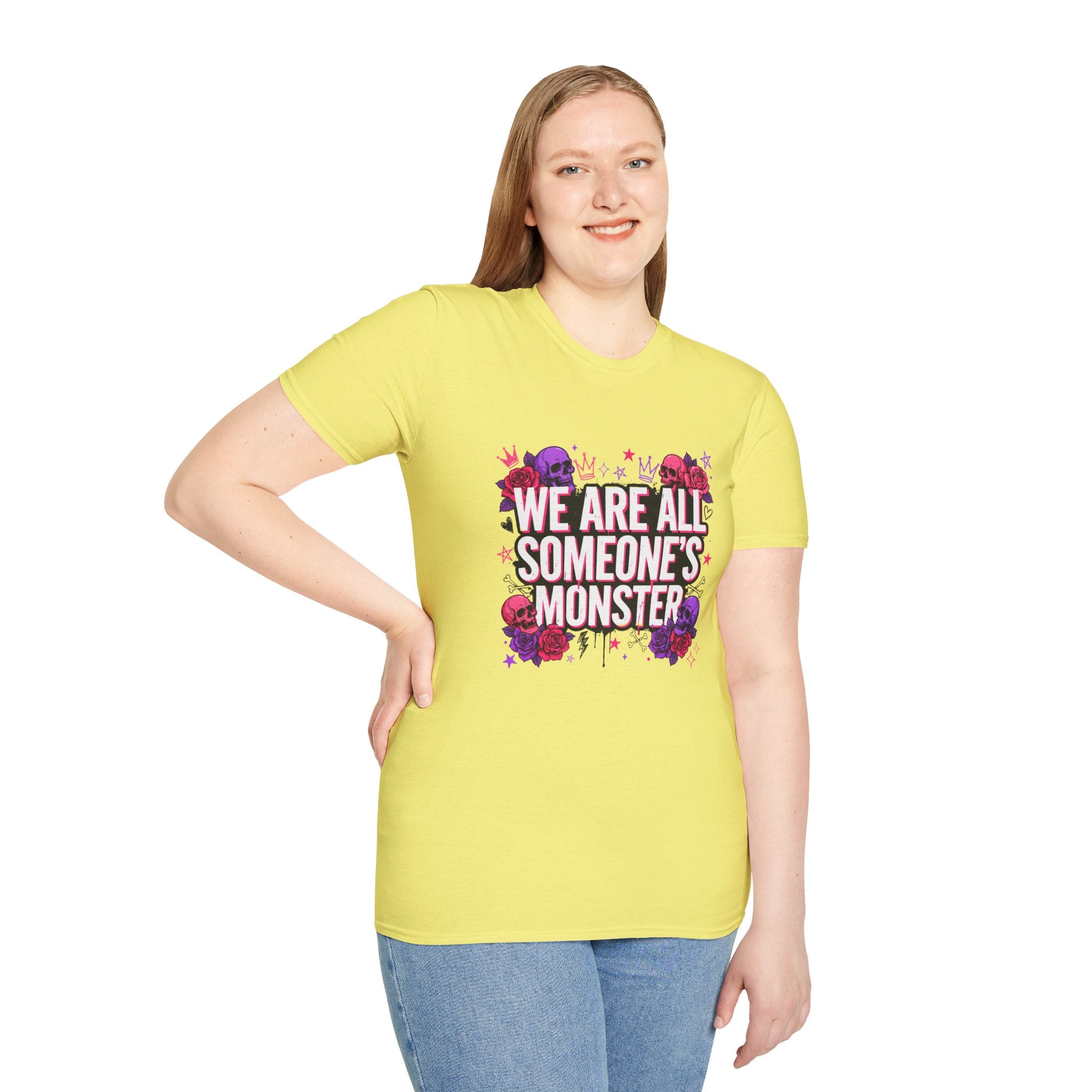 We Are All Someone's Monster T-Shirt — Goth Floral Skull Graphic Tee