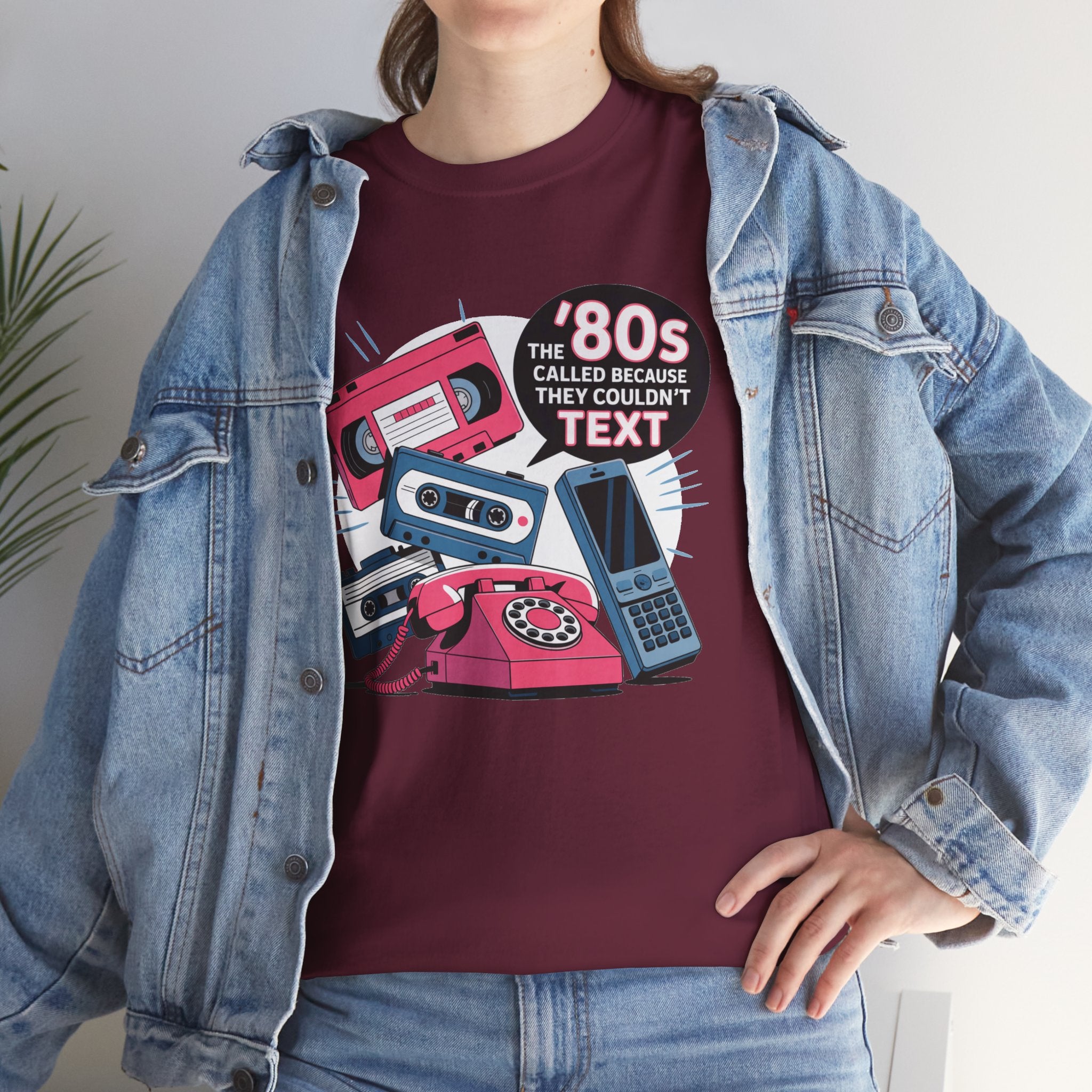 '80s Retro Phones Tee – Vintage Rotary, Cassette & Brick Cell Graphic T-Shirt