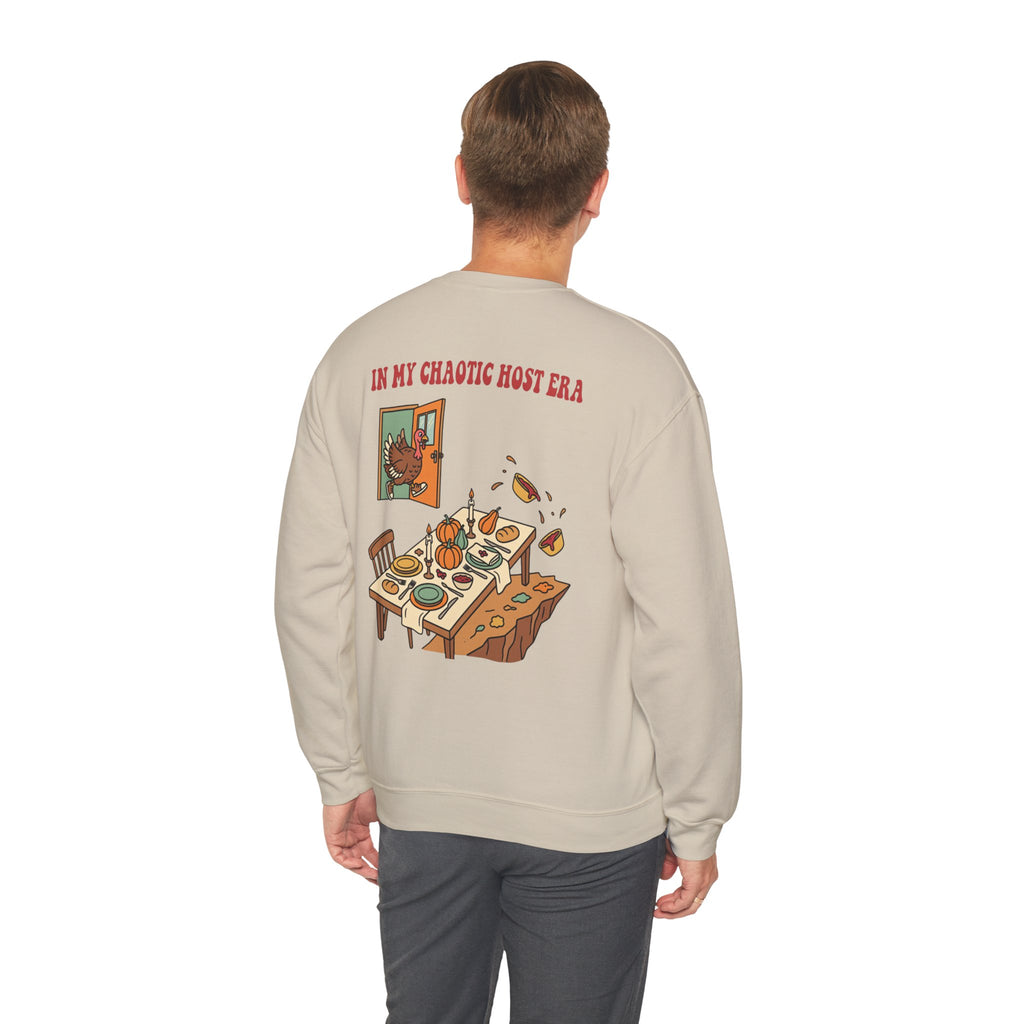 Funny Thanksgiving Host Crewneck Sweatshirt — My Table Seats 6 My Anxiety Seats 12 Gift Pullover