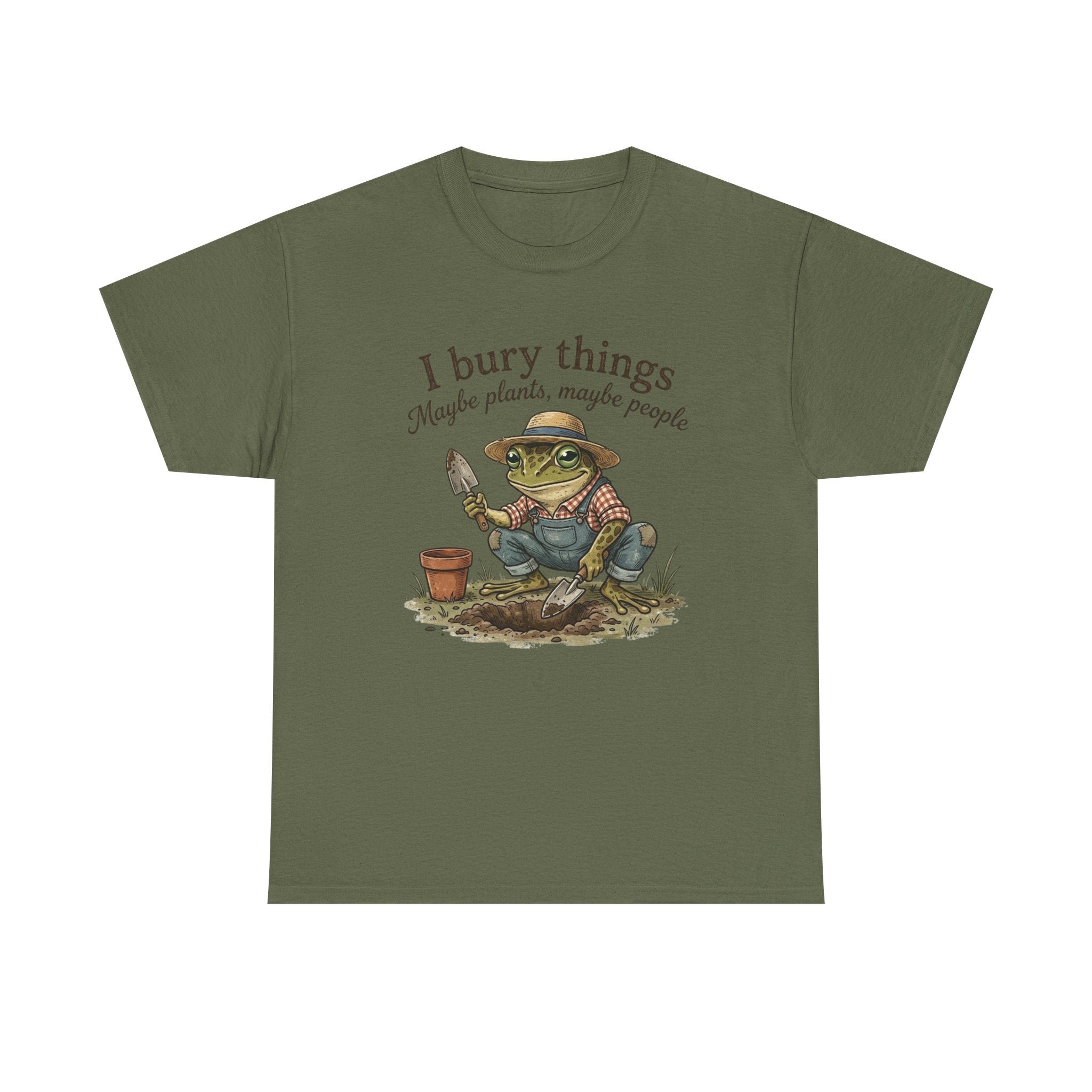 Funny Gardening T-Shirt — I Bury Things Dark Humor Gift Tee for Gardeners