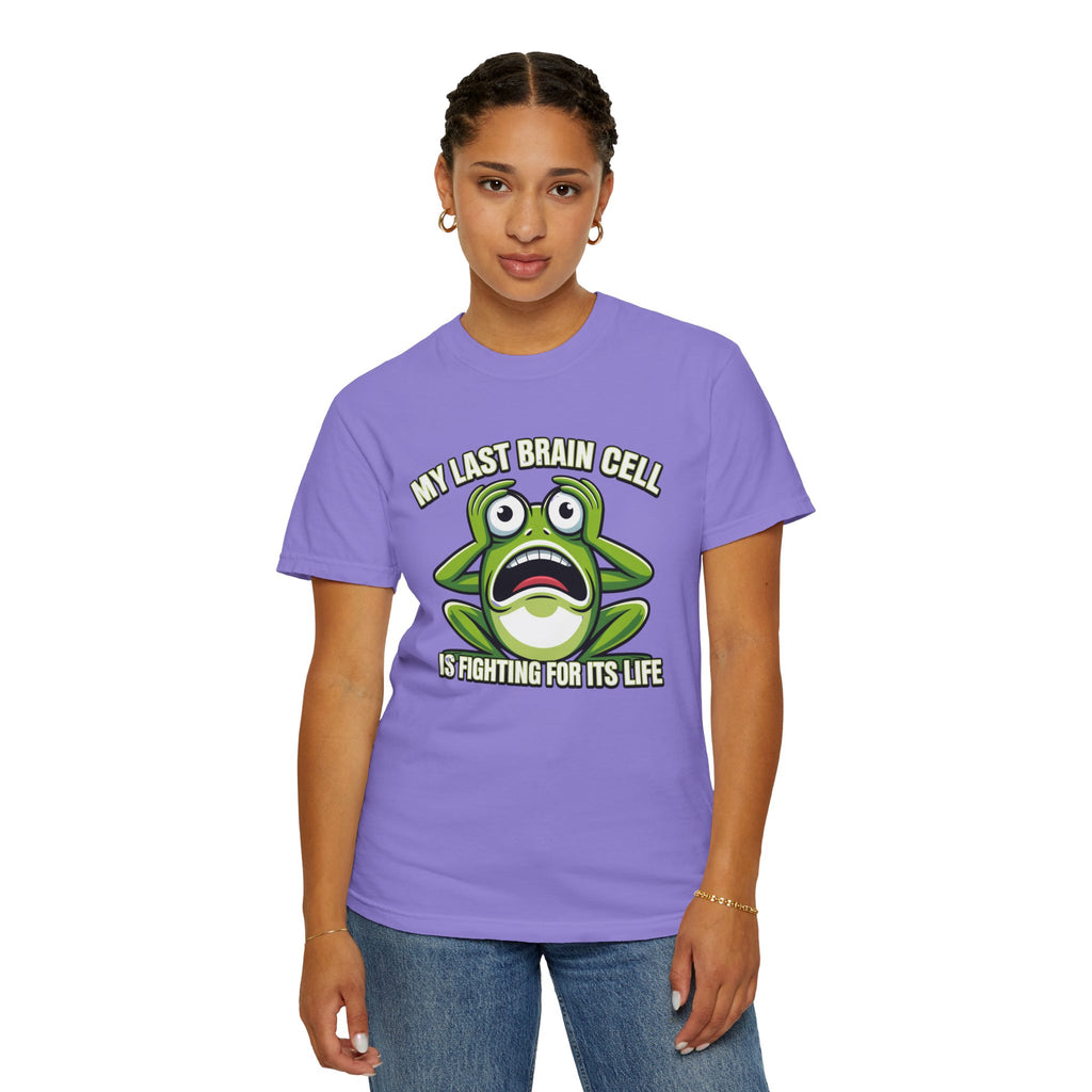 Funny Frog Graphic T-Shirt — My Last Brain Cell Is Fighting For Its Life Humor Gift Tee for Women