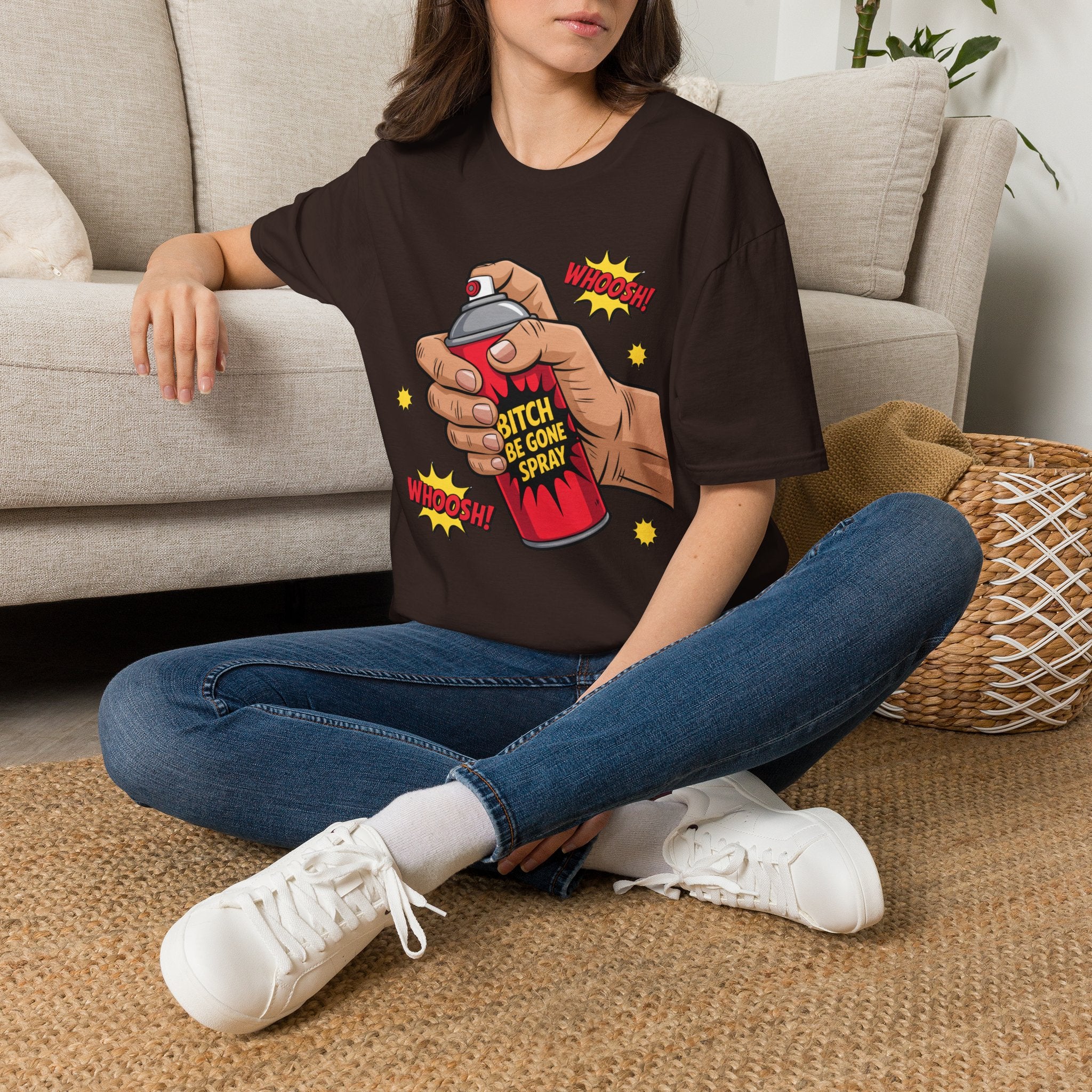 Funny 'Bitch, Be Gone' Spray T-Shirt — Pop Art Spray Can Graphic Tee