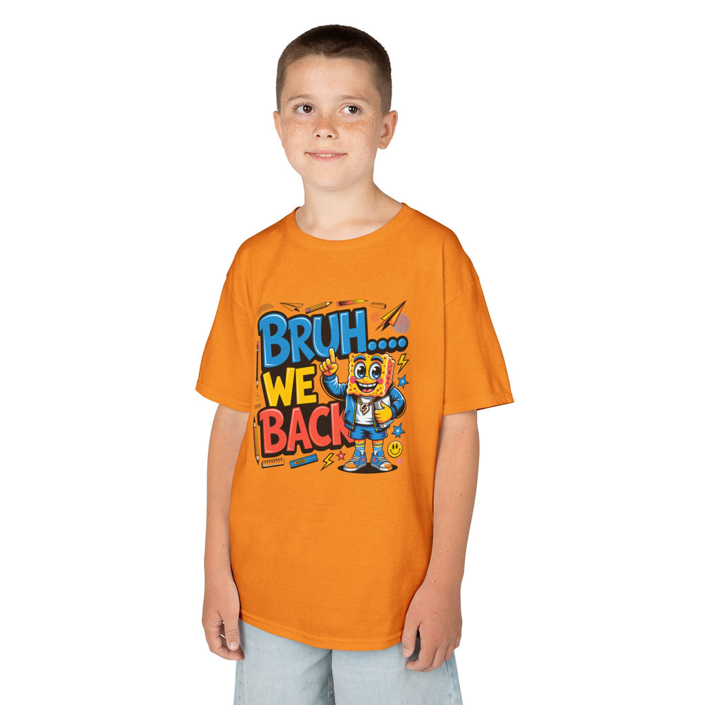 Kids Tee — "Bruh... We Back" Cartoon Sponge Graphic