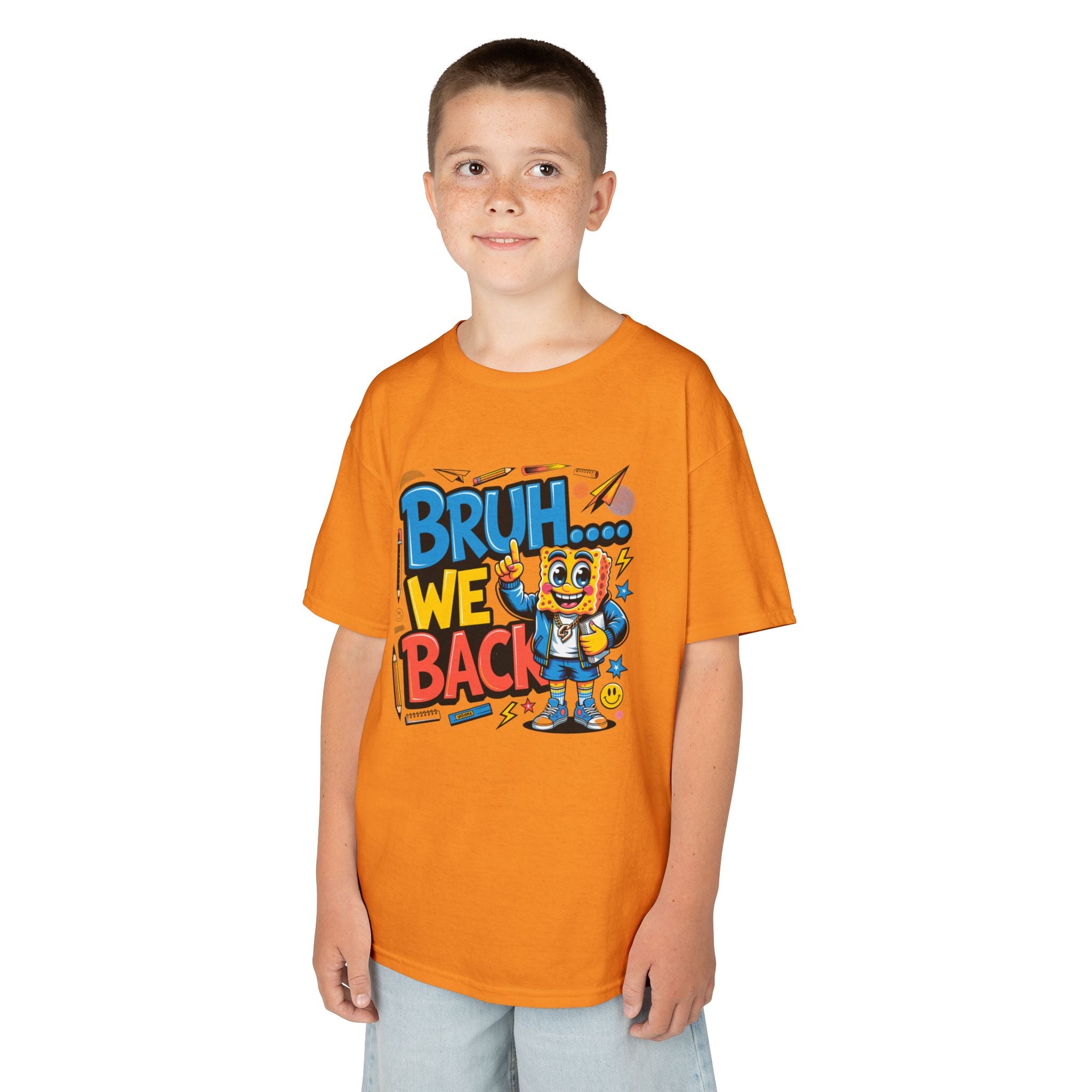 Kids Tee — "Bruh... We Back" Cartoon Sponge Graphic