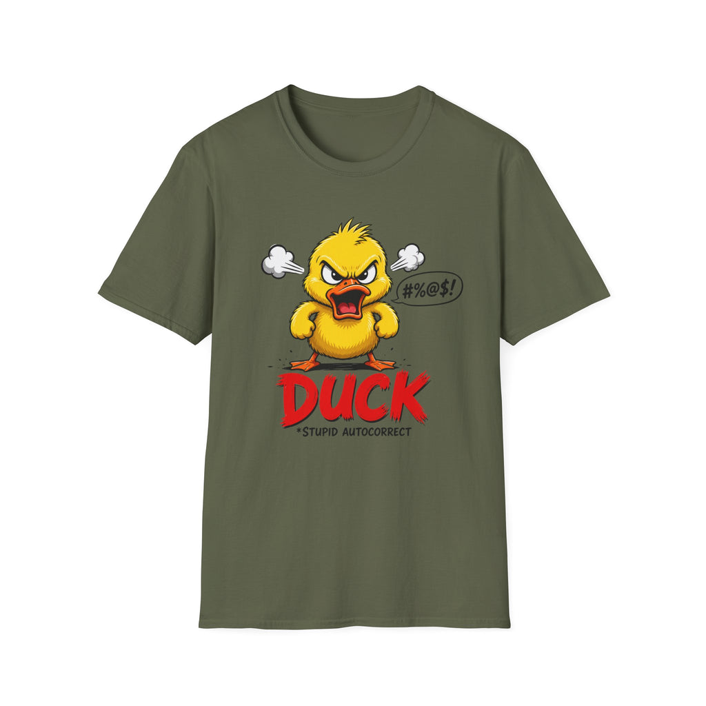 Angry Duck T-Shirt — Funny "Duck (Stupid Autocorrect)" Graphic Tee