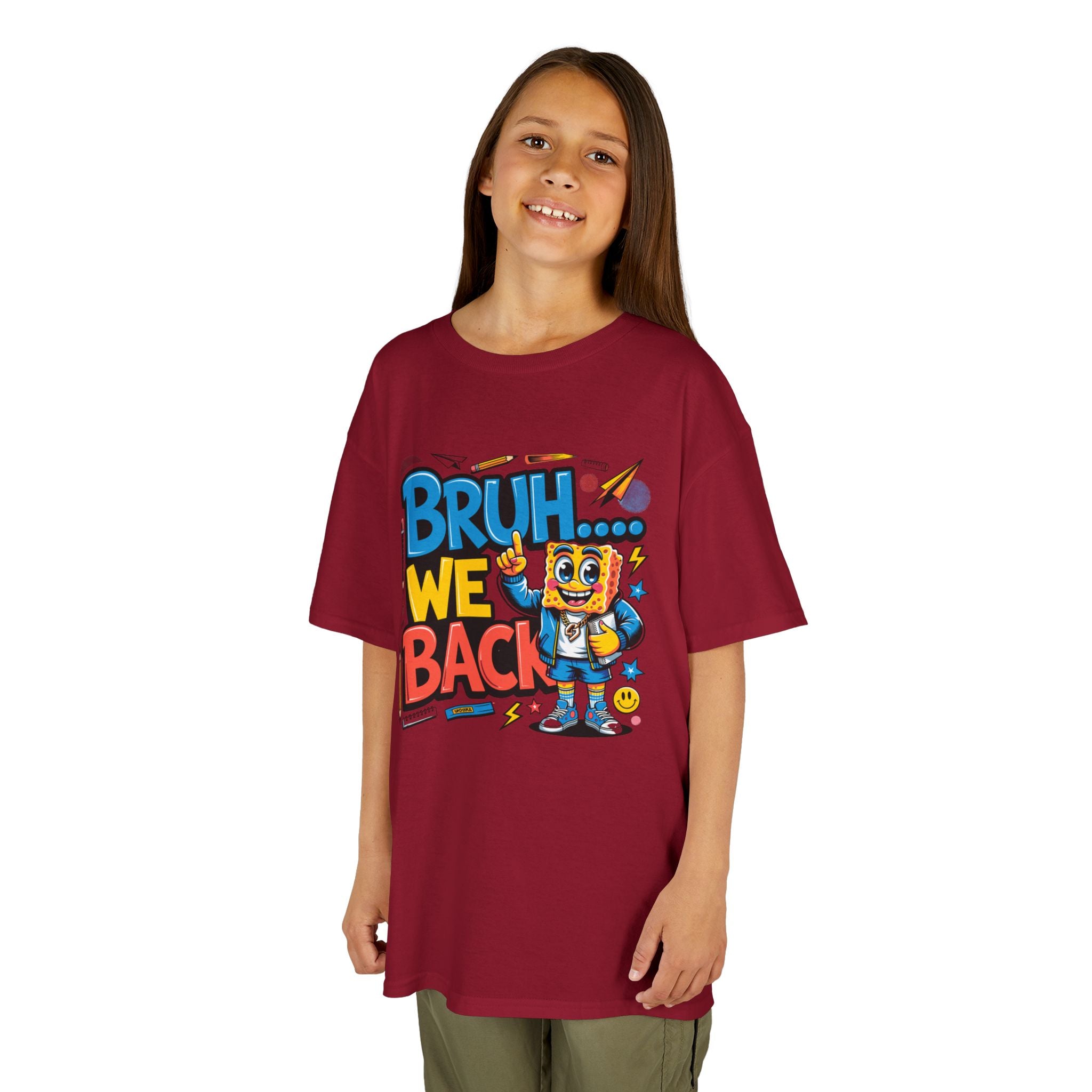 Kids Tee — "Bruh... We Back" Cartoon Sponge Graphic
