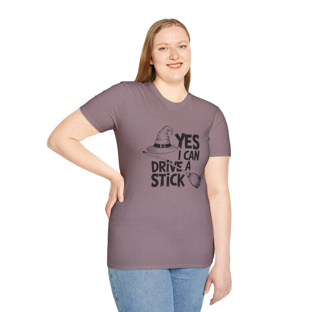 Witch Hat Tee - "Yes I Can Drive a Stick" Halloween T-Shirt