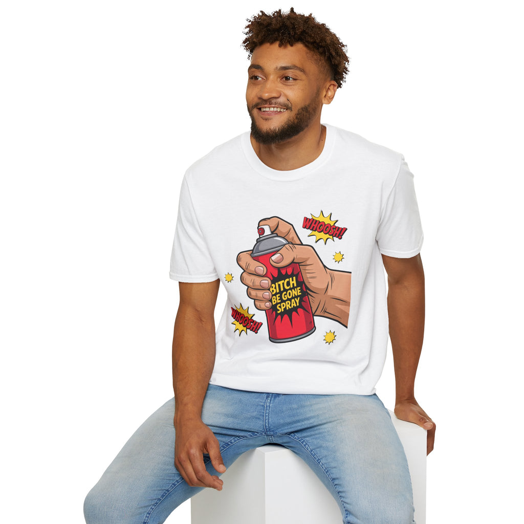 Funny 'Bitch, Be Gone' Spray T-Shirt — Pop Art Spray Can Graphic Tee