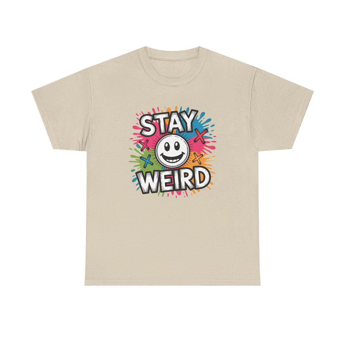 Stay Weird T-Shirt – Colorful Smiley Graphic Tee