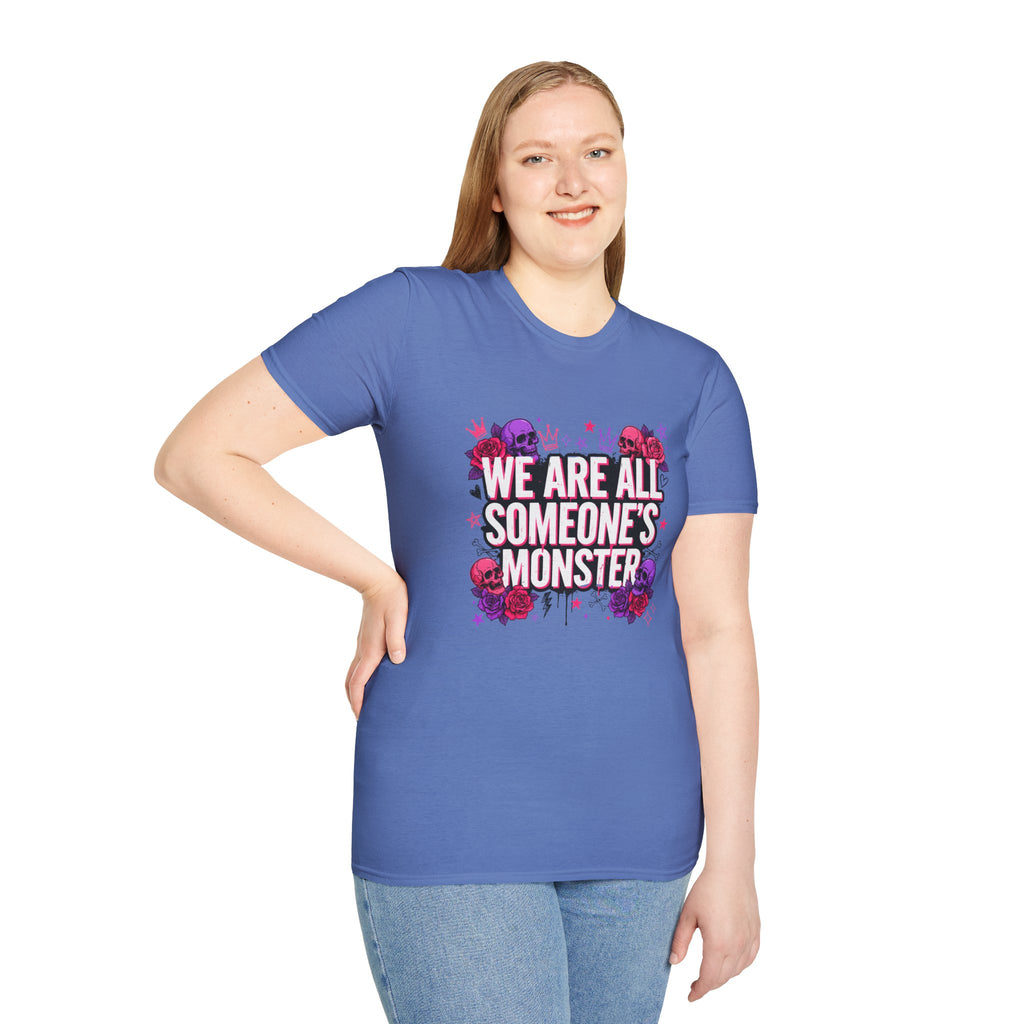 We Are All Someone's Monster T-Shirt — Goth Floral Skull Graphic Tee