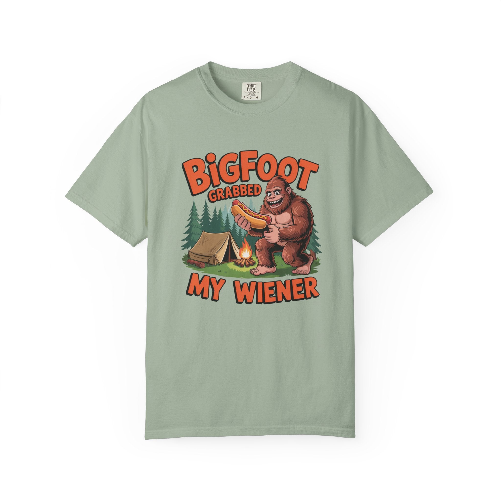 Bigfoot Grabbed My Wiener T-Shirt — Funny Camping Sasquatch Tee
