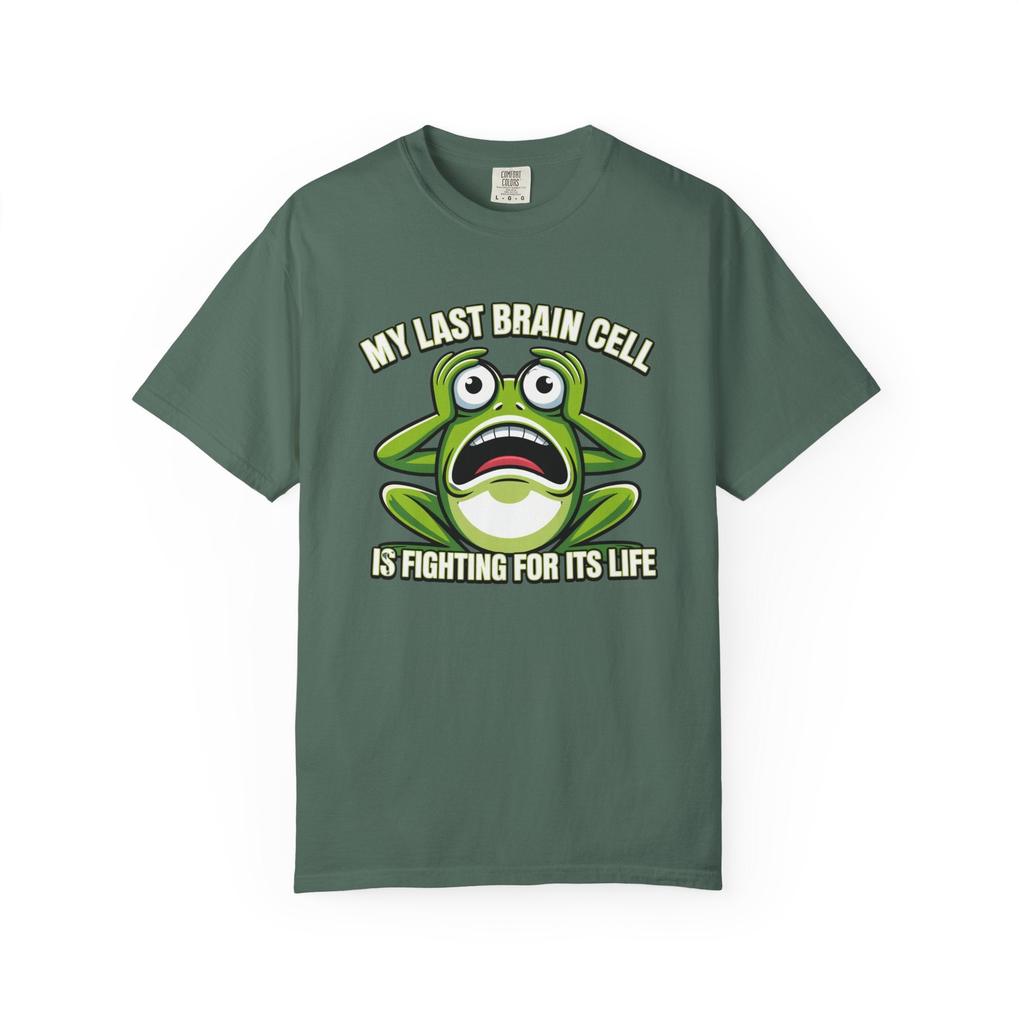 Funny Frog Graphic T-Shirt — My Last Brain Cell Is Fighting For Its Life Humor Gift Tee for Women