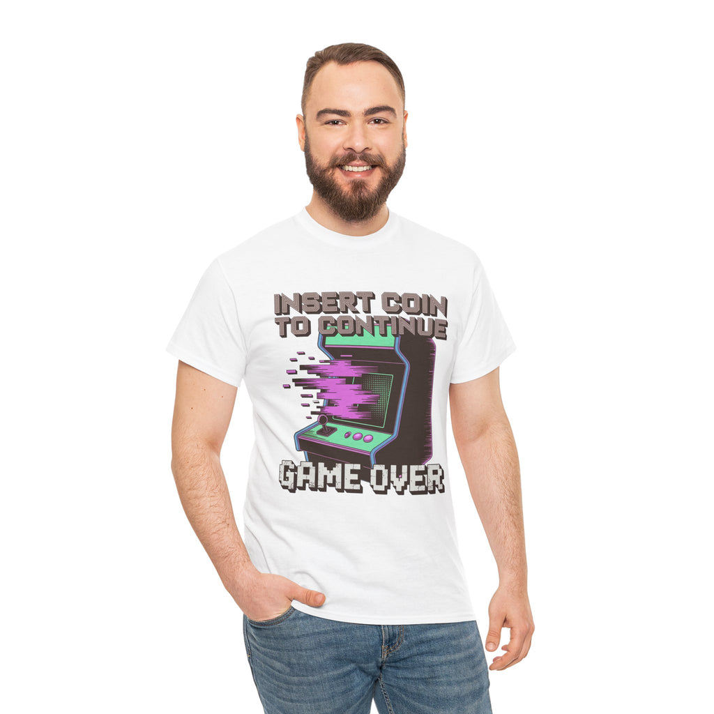 Funny Gamer T-Shirt — Insert Coin to Continue Retro Arcade Gift Tee for Men Women