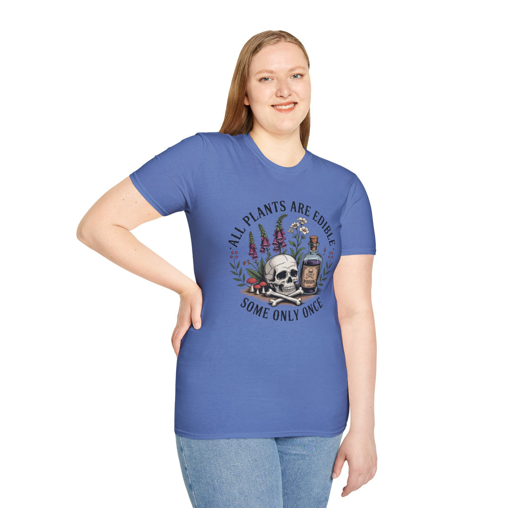 All Plants Are Edible T-Shirt — Botanical Skull & Apothecary Graphic Tee