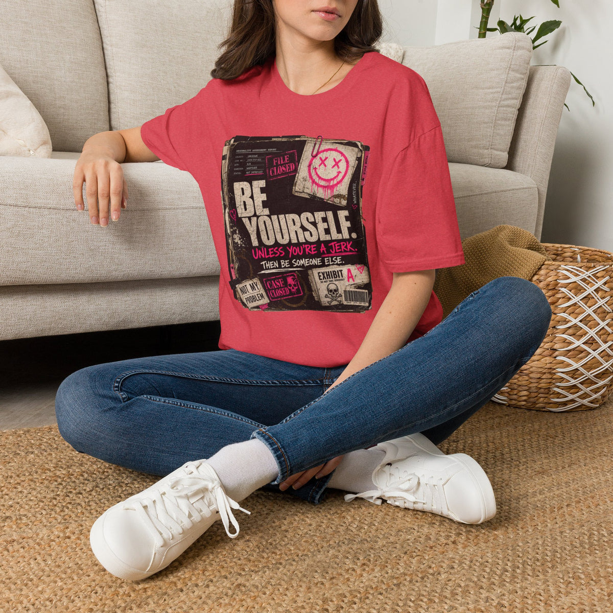 T‑Shirt — 'Be Yourself' Vintage Grunge Graphic Tee (Be Yourself, Unless You’re a Jerk)