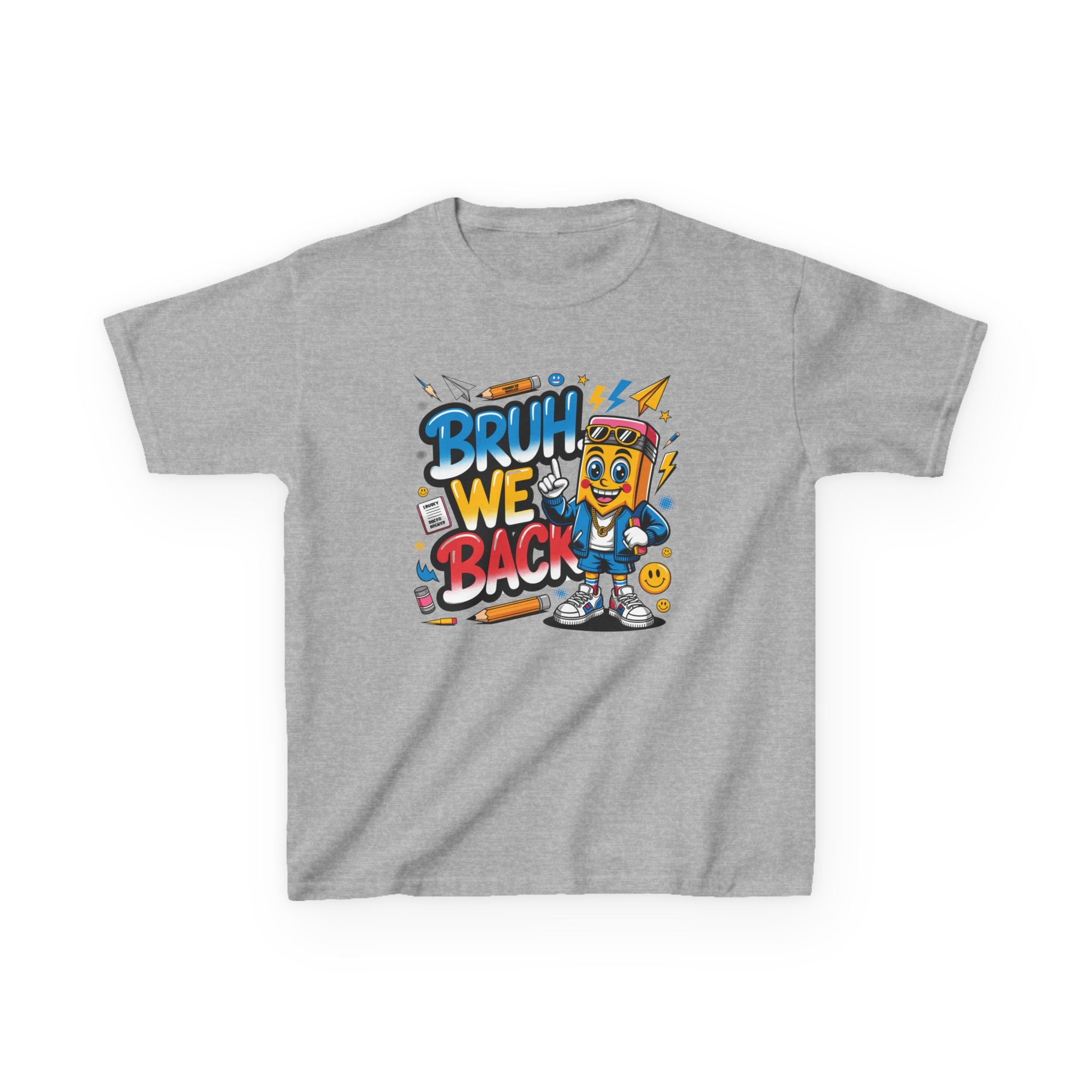 Kids T-Shirt — "Bruh We Back" Cartoon Graphic Tee