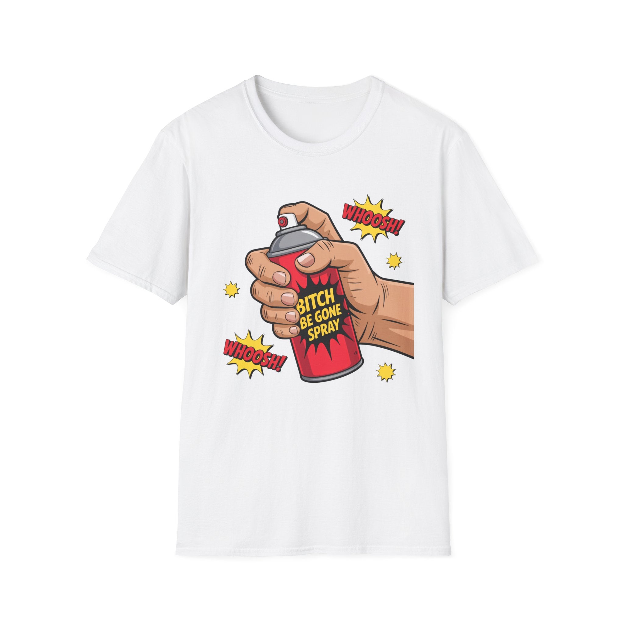 Funny 'Bitch, Be Gone' Spray T-Shirt — Pop Art Spray Can Graphic Tee