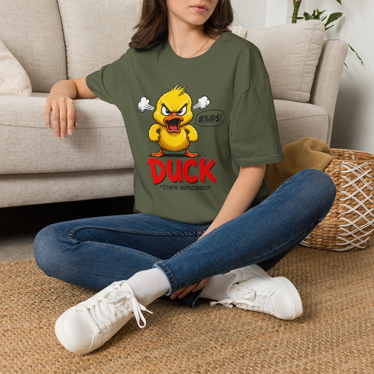 Angry Duck T-Shirt — Funny "Duck (Stupid Autocorrect)" Graphic Tee