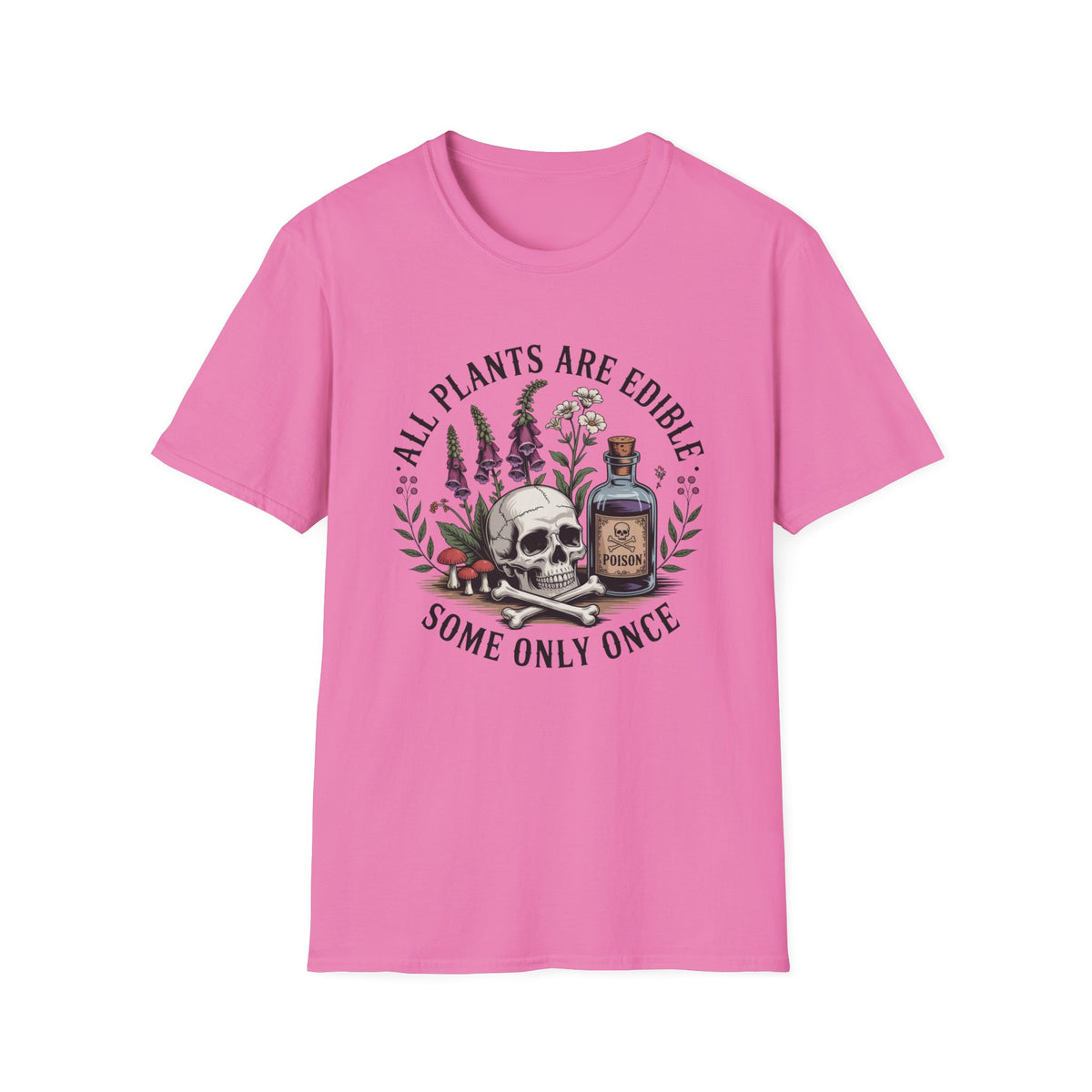 All Plants Are Edible T-Shirt — Botanical Skull & Apothecary Graphic Tee