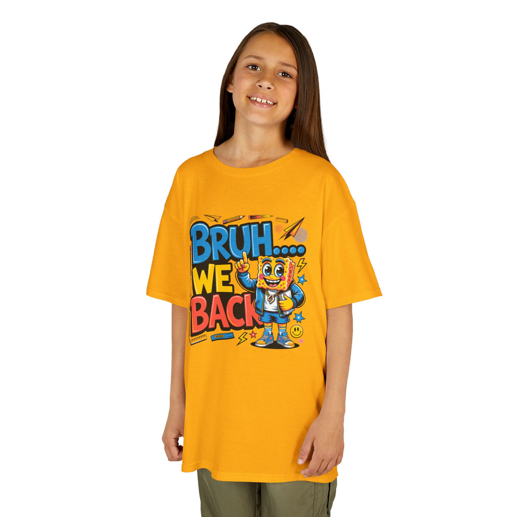Kids Tee — "Bruh... We Back" Cartoon Sponge Graphic