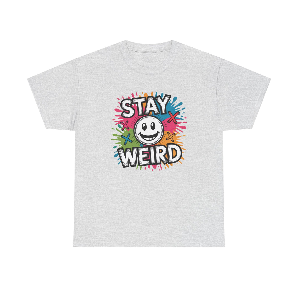Stay Weird T-Shirt – Colorful Smiley Graphic Tee