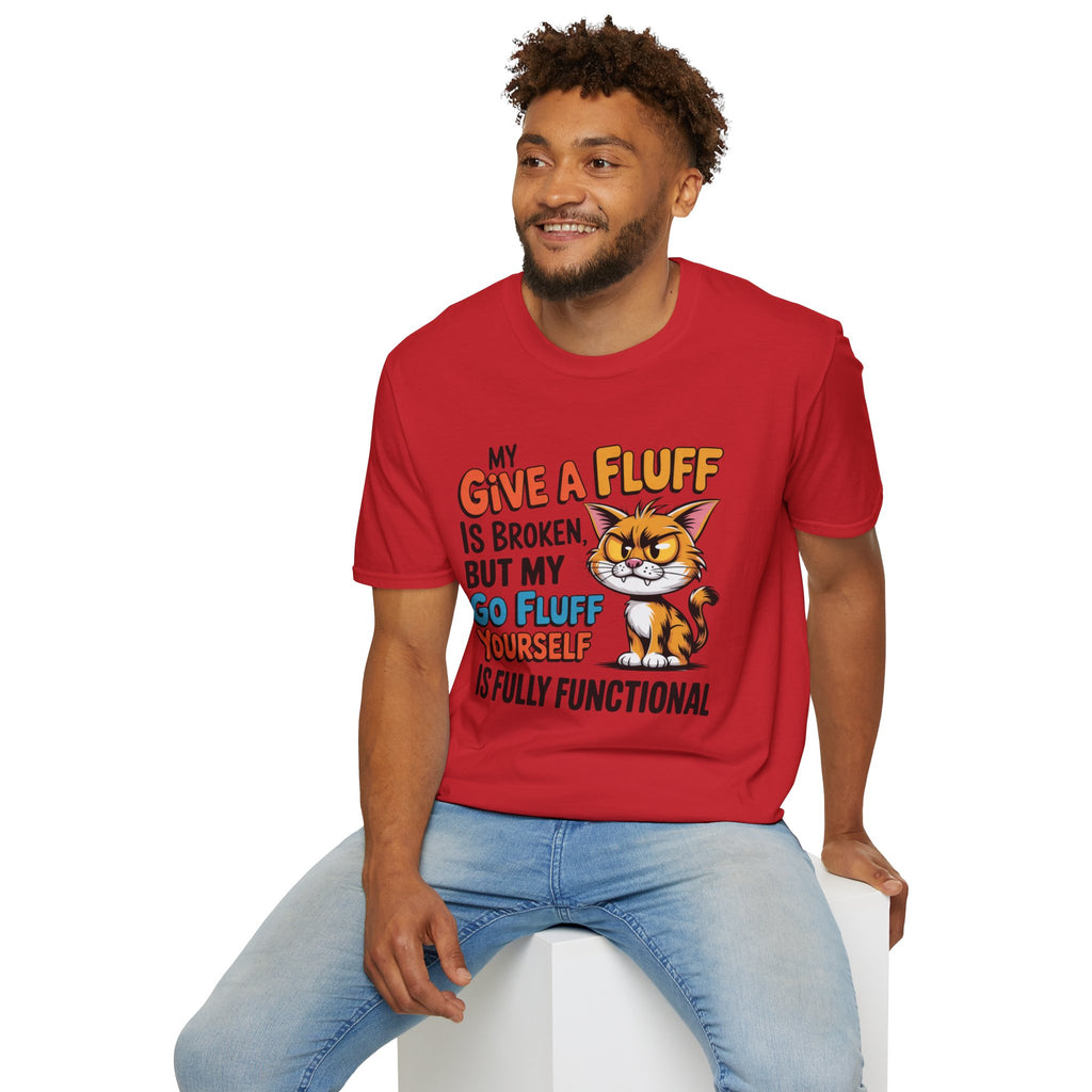 Cat Graphic T-Shirt — "My Give a Fluff Is Broken" Funny Cat Tee