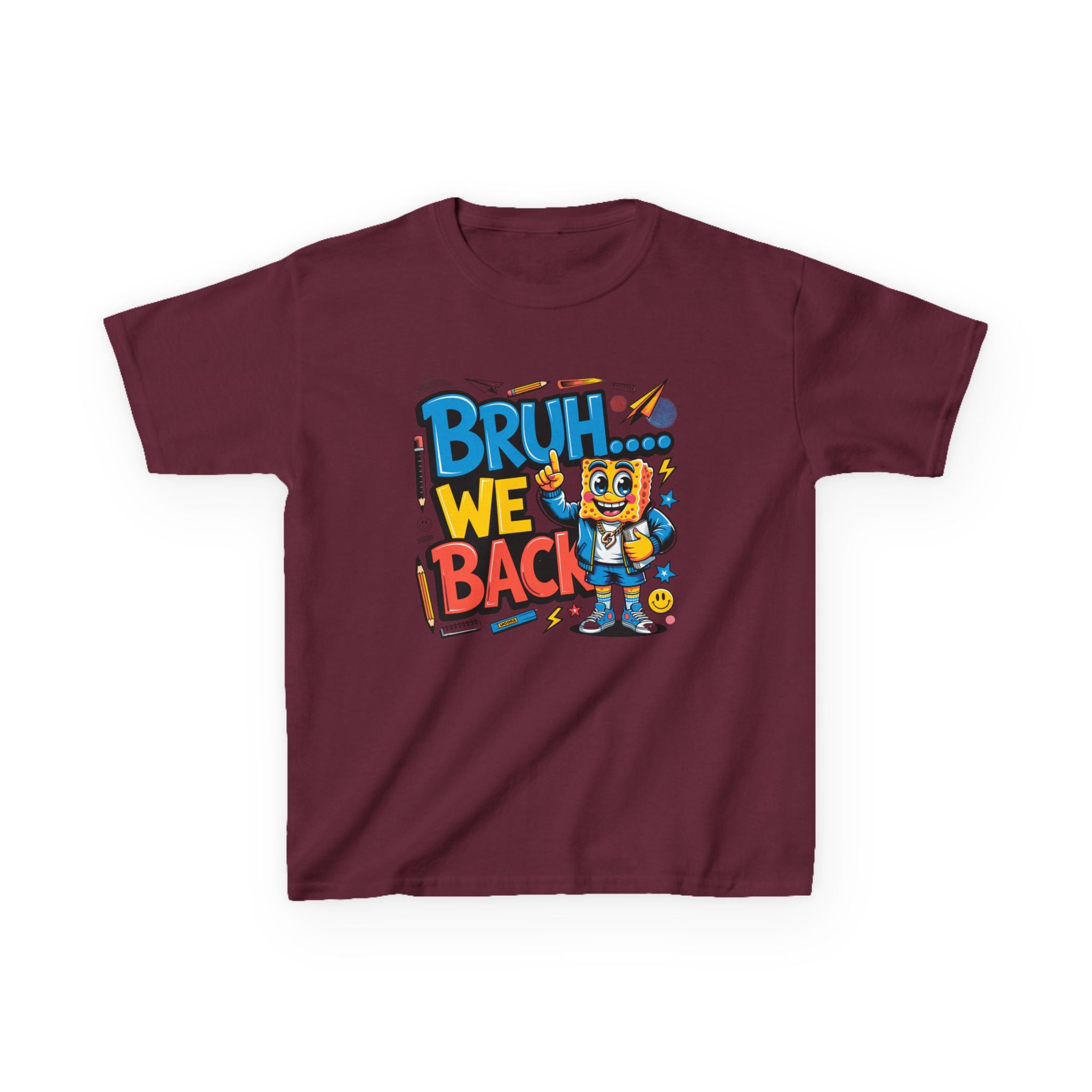 Kids Tee — "Bruh... We Back" Cartoon Sponge Graphic