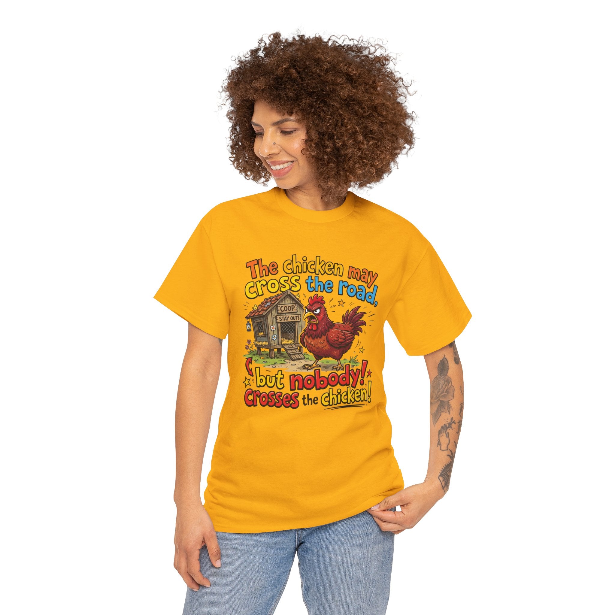 Funny Chicken Graphic T-Shirt — Nobody Crosses the Chicken Humor Gift Tee