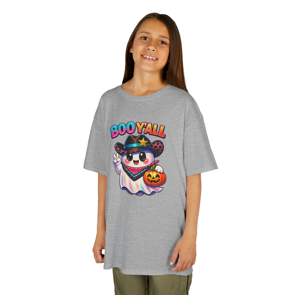 Kids Tee — 'Boo Y'all' Ghost Cowboy Halloween Shirt