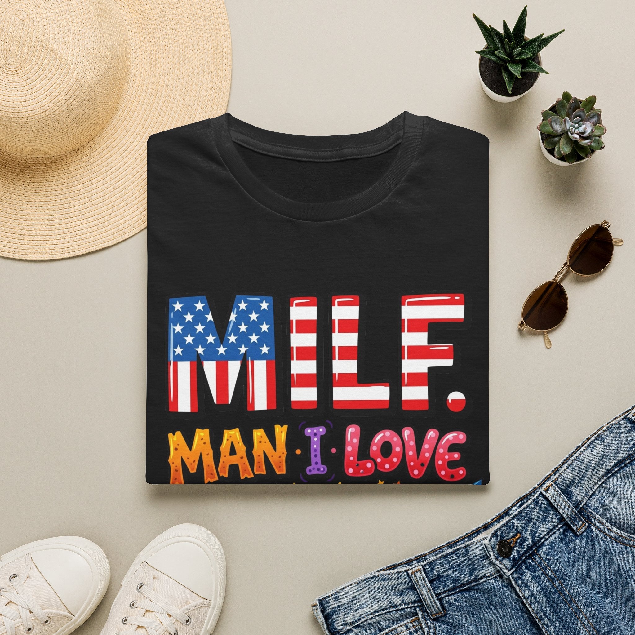 T-Shirt — "MILF. Man I Love fireworks" Patriotic Fireworks Graphic Tee