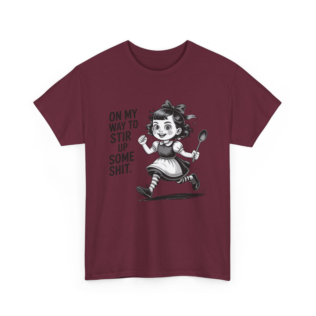 Stir Up Some Shit Tee — Retro Mischief Girl Graphic T-Shirt