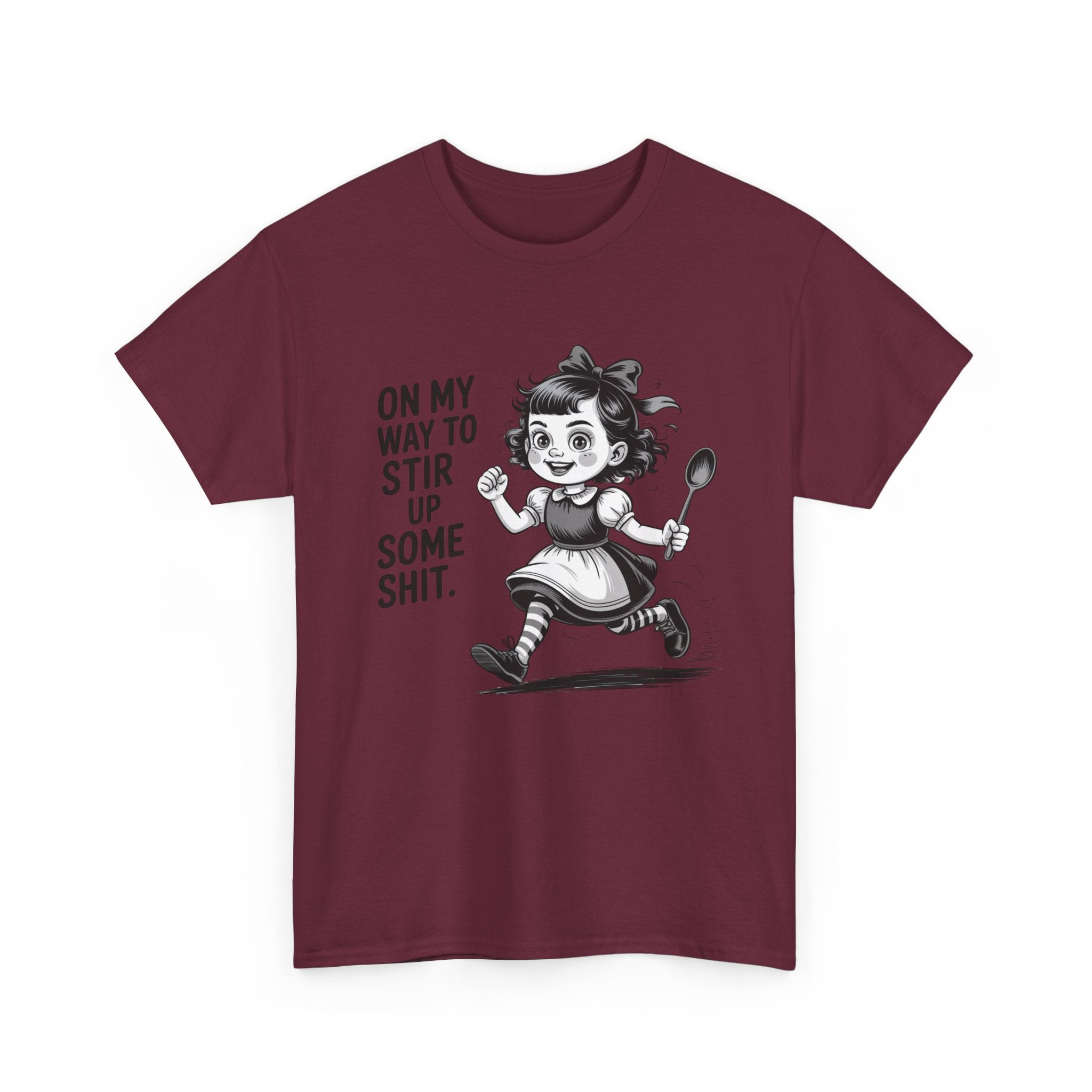 Stir Up Some Shit Tee — Retro Mischief Girl Graphic T-Shirt