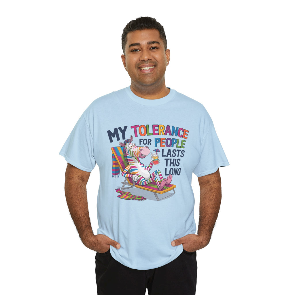 Funny Unicorn T-Shirt — “My Tolerance for People Lasts This Long” Graphic Tee
