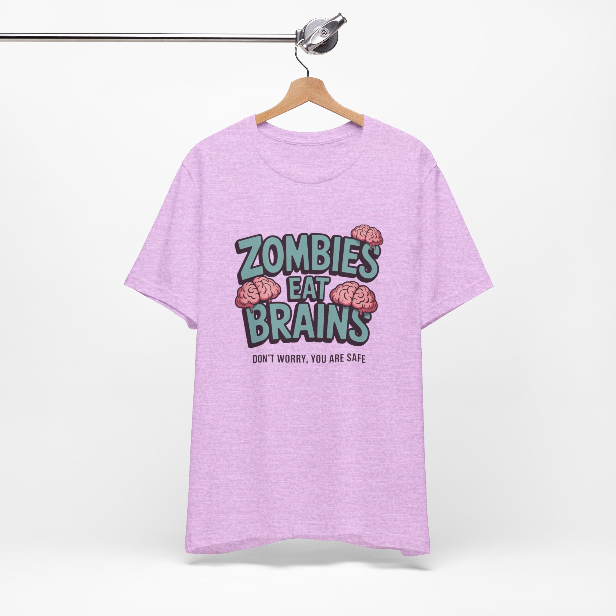 Zombies Eat Brains T‑Shirt — Funny Halloween Horror Tee ("Don't Worry, You Are Safe")