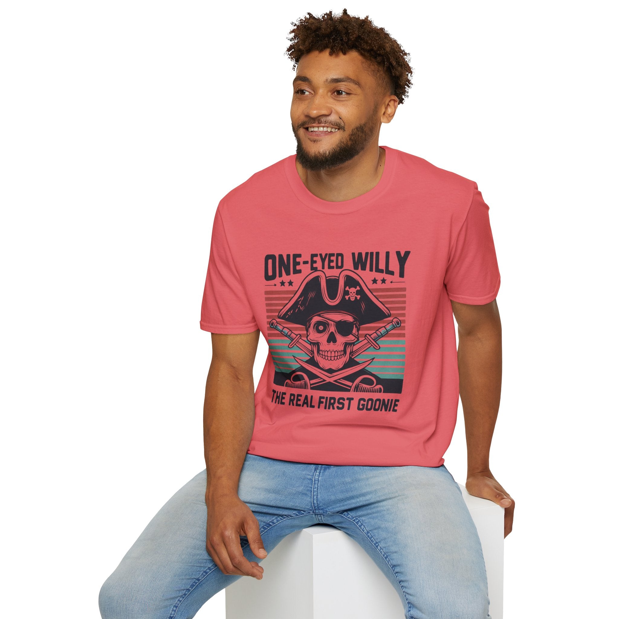 One-Eyed Willy Skull T-Shirt — Vintage Pirate 'The Real First Goonie' Tee