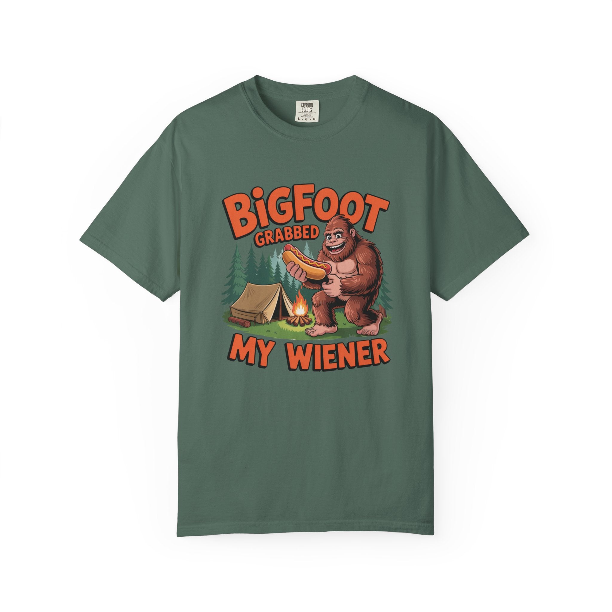Bigfoot Grabbed My Wiener T-Shirt — Funny Camping Sasquatch Tee