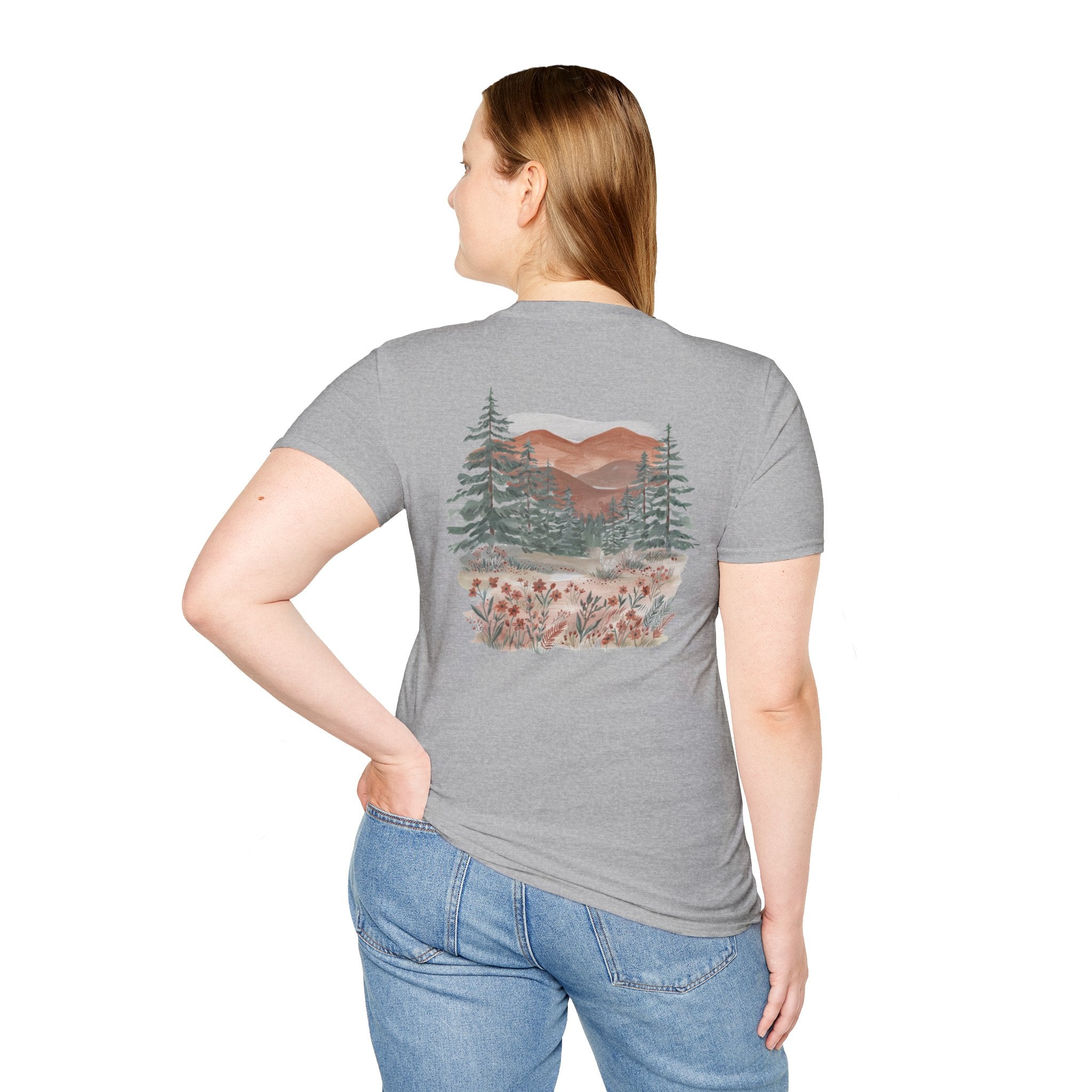 Floral Corner Tee — Minimal Wildflower Pocket T‑Shirt