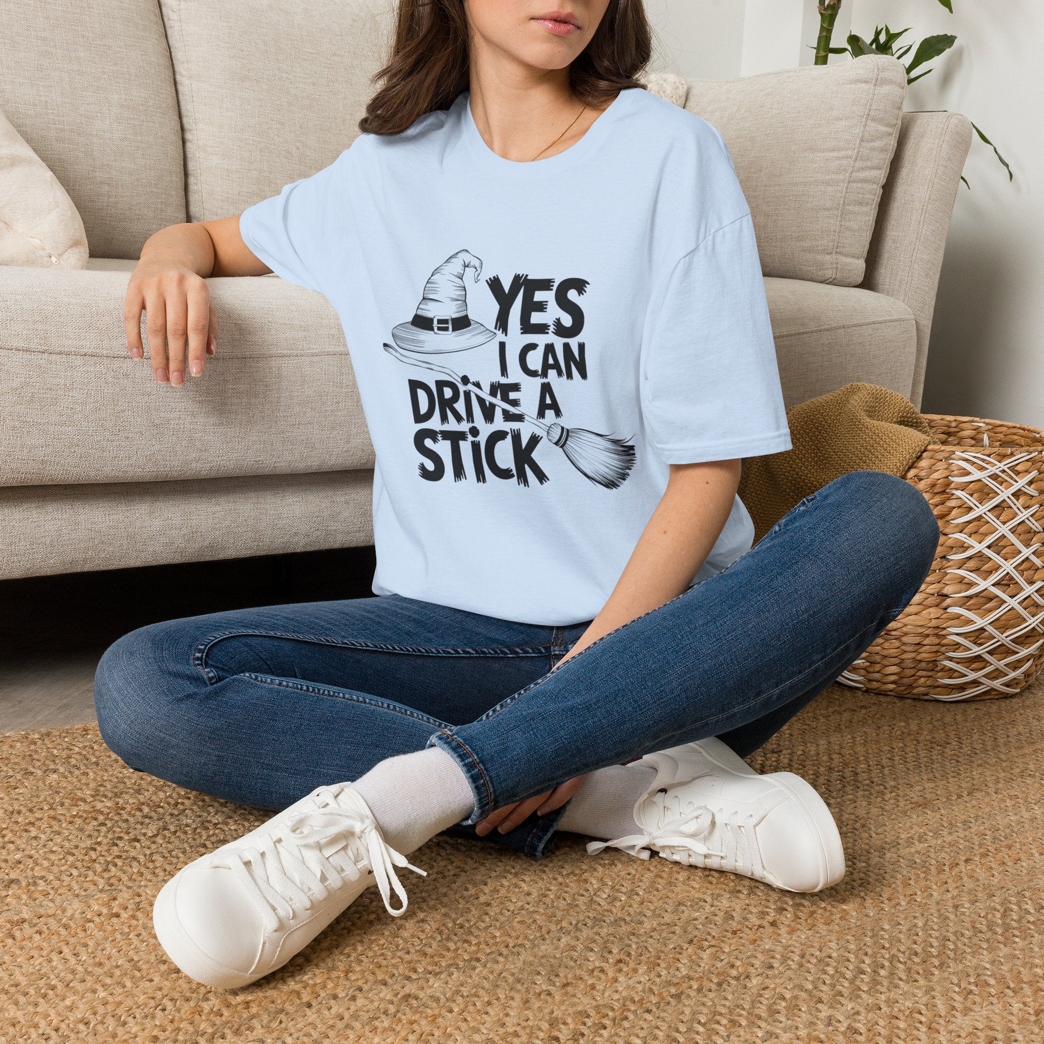 Witch Hat Tee - "Yes I Can Drive a Stick" Halloween T-Shirt