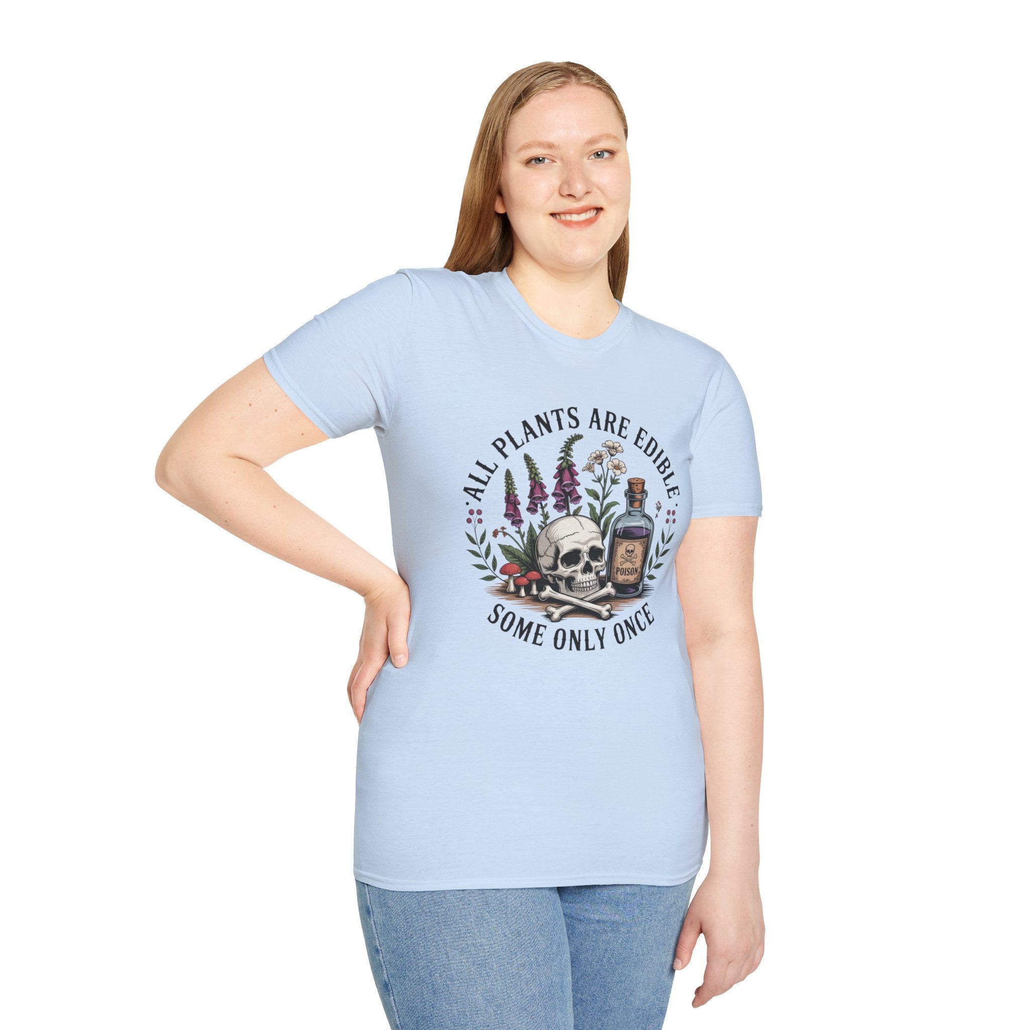 All Plants Are Edible T-Shirt — Botanical Skull & Apothecary Graphic Tee