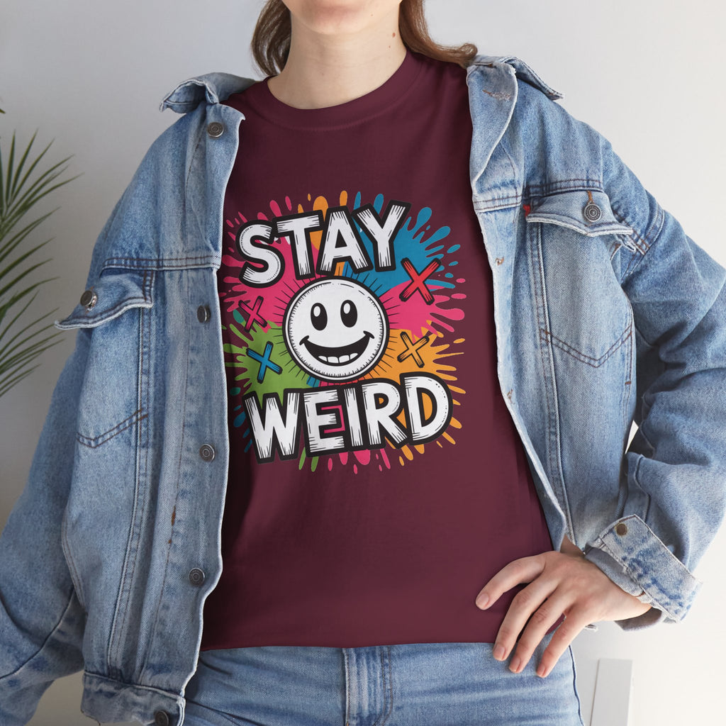 Stay Weird T-Shirt – Colorful Smiley Graphic Tee