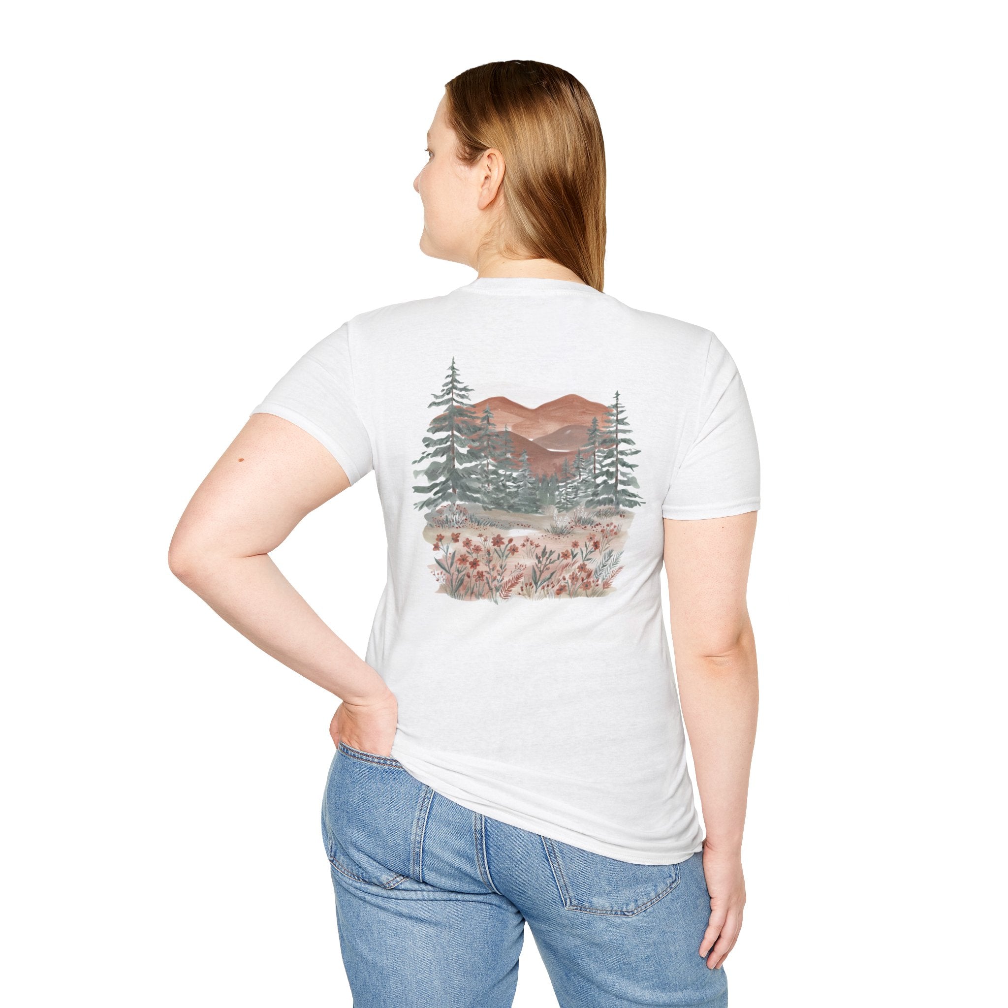 Floral Corner Tee — Minimal Wildflower Pocket T‑Shirt