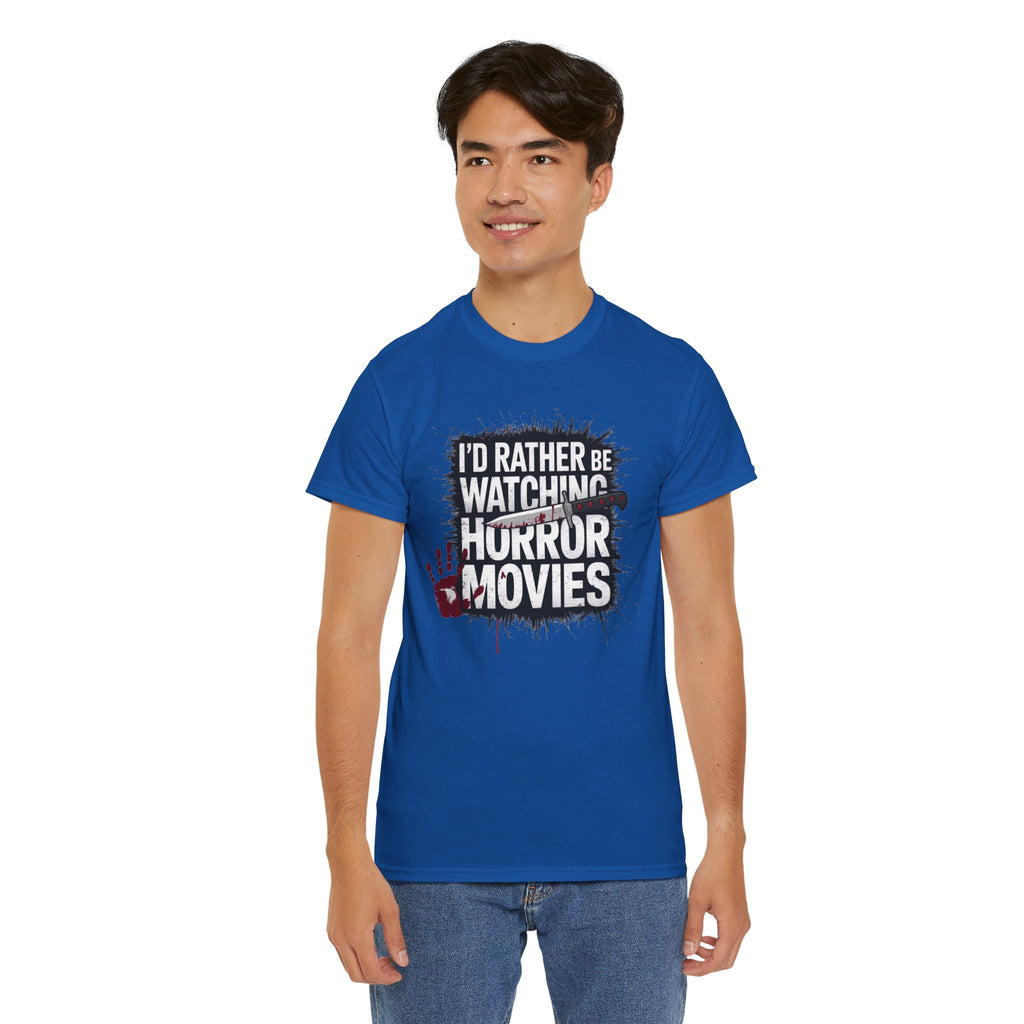 Horror Movie Fan T-Shirt — "I'd Rather Be Watching Horror Movies" Graphic Tee