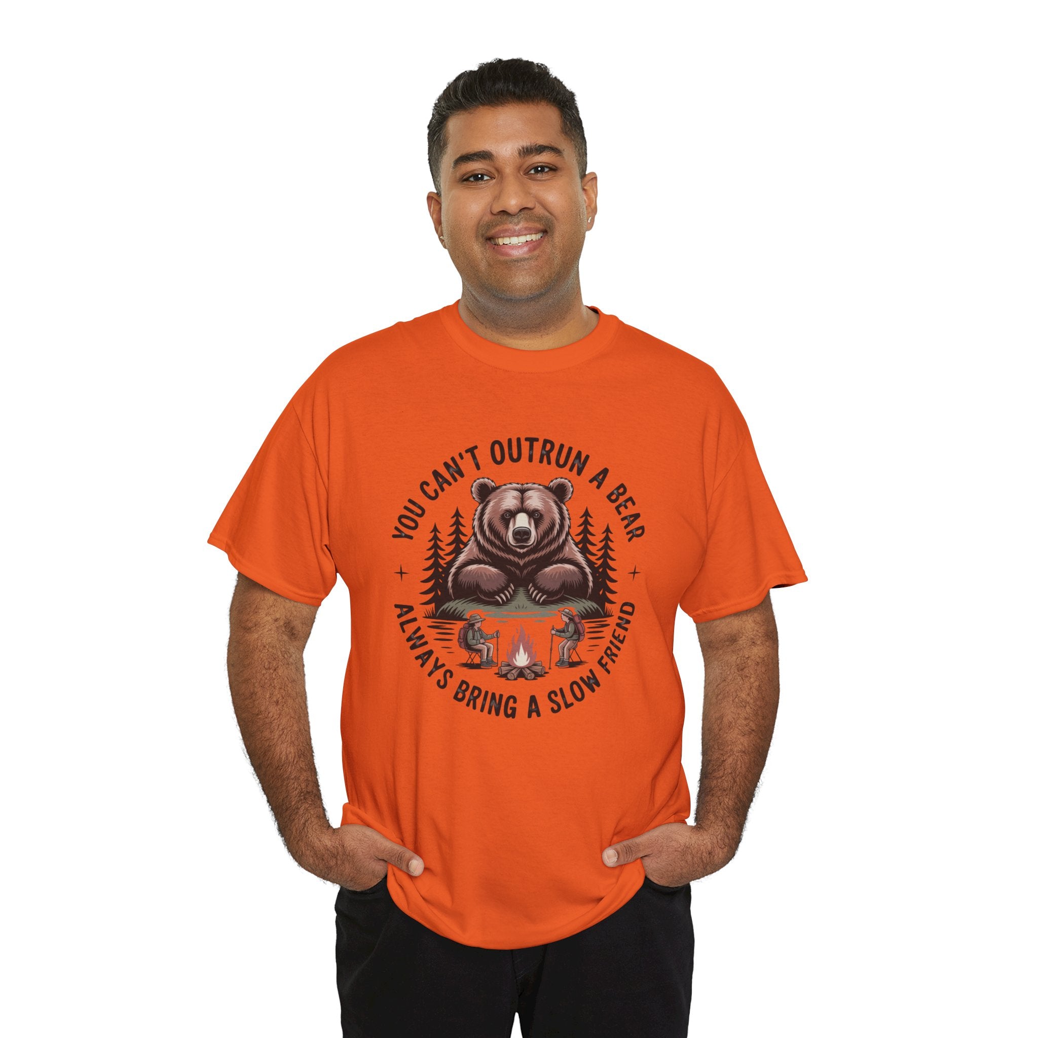 Bear Campfire T‑Shirt — "You Can't Outrun a Bear, Always Bring a Slow Friend" Camping Tee