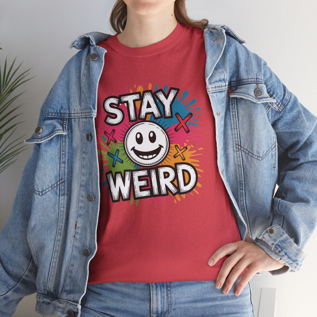 Stay Weird T-Shirt – Colorful Smiley Graphic Tee