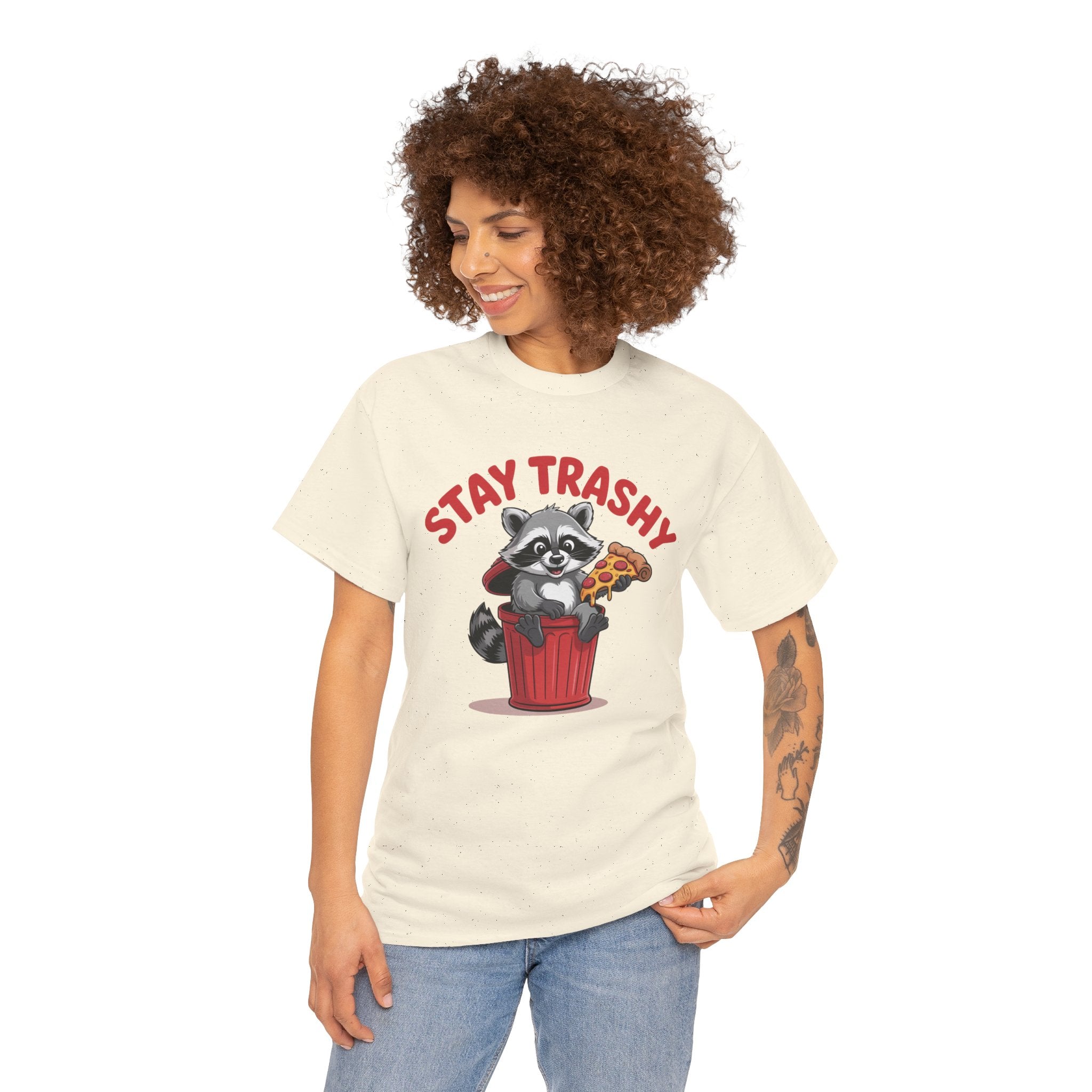 Funny Raccoon T-Shirt — Stay Trashy Humor Gift Tee for Women