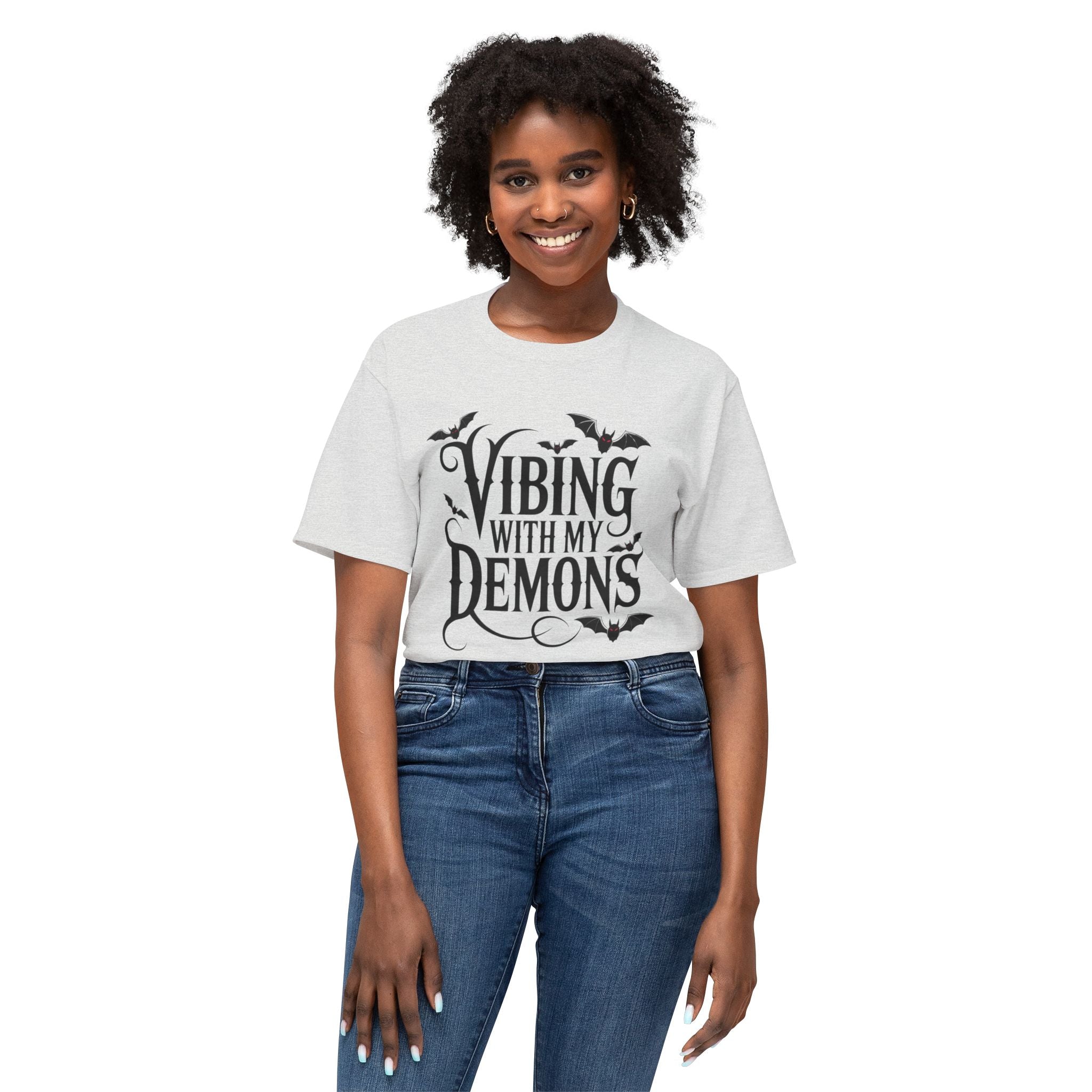 Funny Gothic Halloween T-Shirt — Vibing With My Demons Dark Humor Gift Tee
