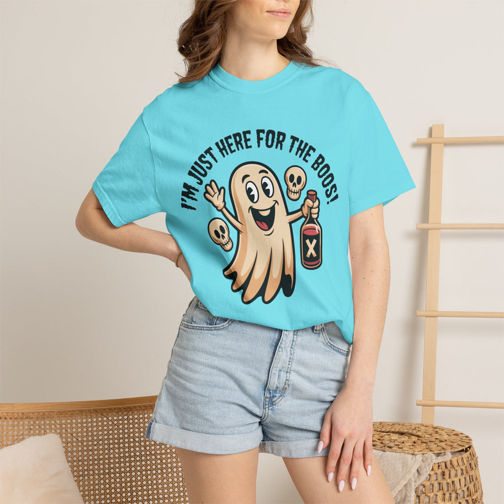 Halloween Ghost T‑Shirt — "I'm Just Here for the Boos!" Funny Party Tee