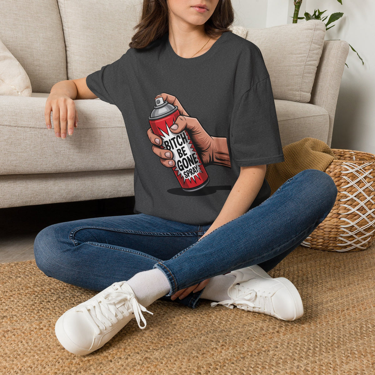 Funny 'Bitch, Be Gone' Spray T-Shirt — Pop Art Spray Can Graphic Tee